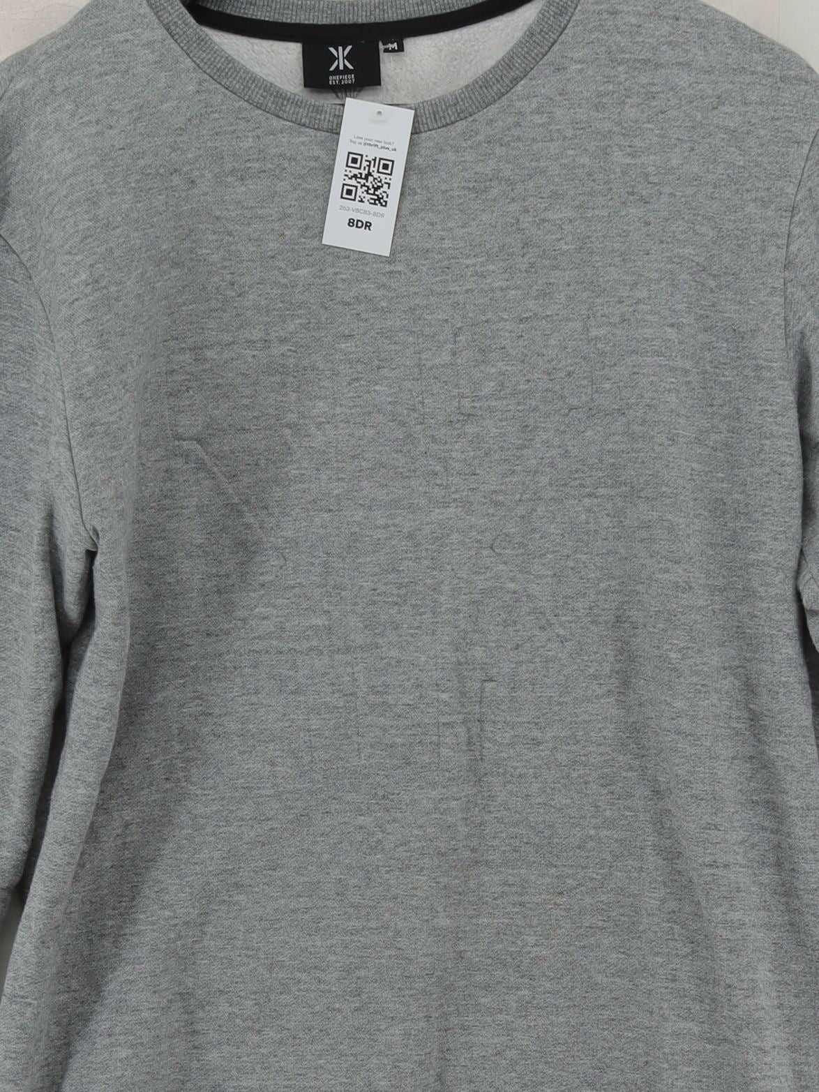 One Piece Men's Hoodie M Grey Cotton with Polyester Pullover - Image 3