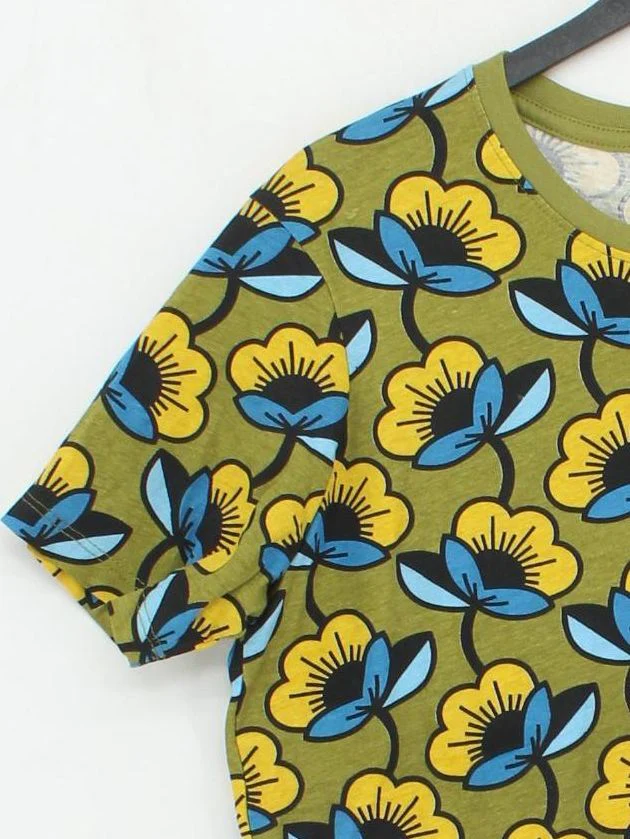 Orla Kiely Men's T-Shirt M Green Floral 100% Cotton Basic - Image 4