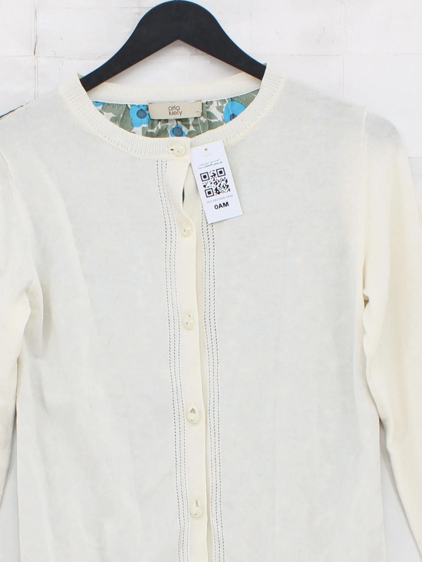 Orla Kiely Women's Cardigan S Cream Floral 100% Other Round Neck Cardigan - Image 3
