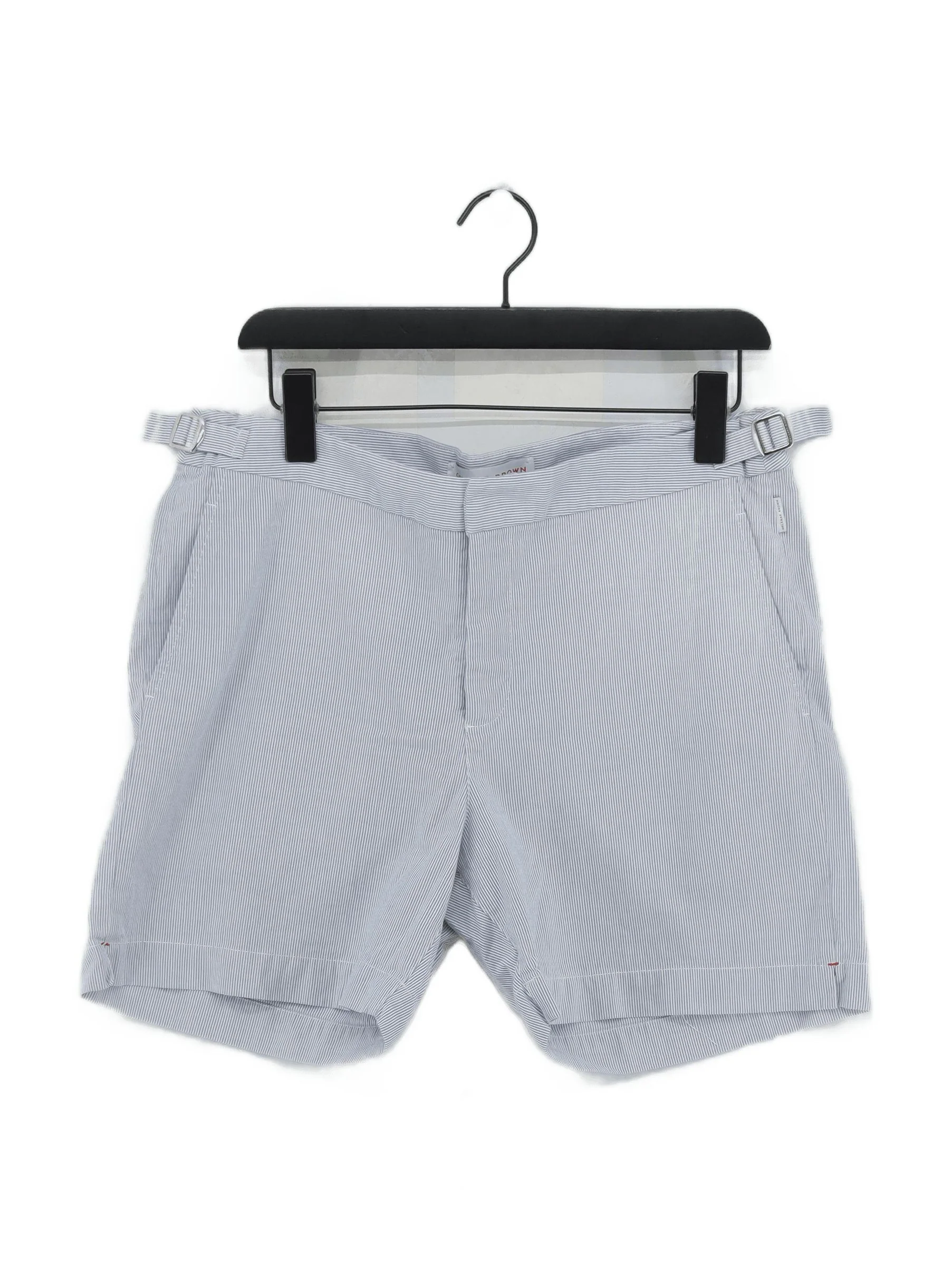 Orlebar Brown Men's Shorts W 34 in Blue Striped 100% Cotton Chino