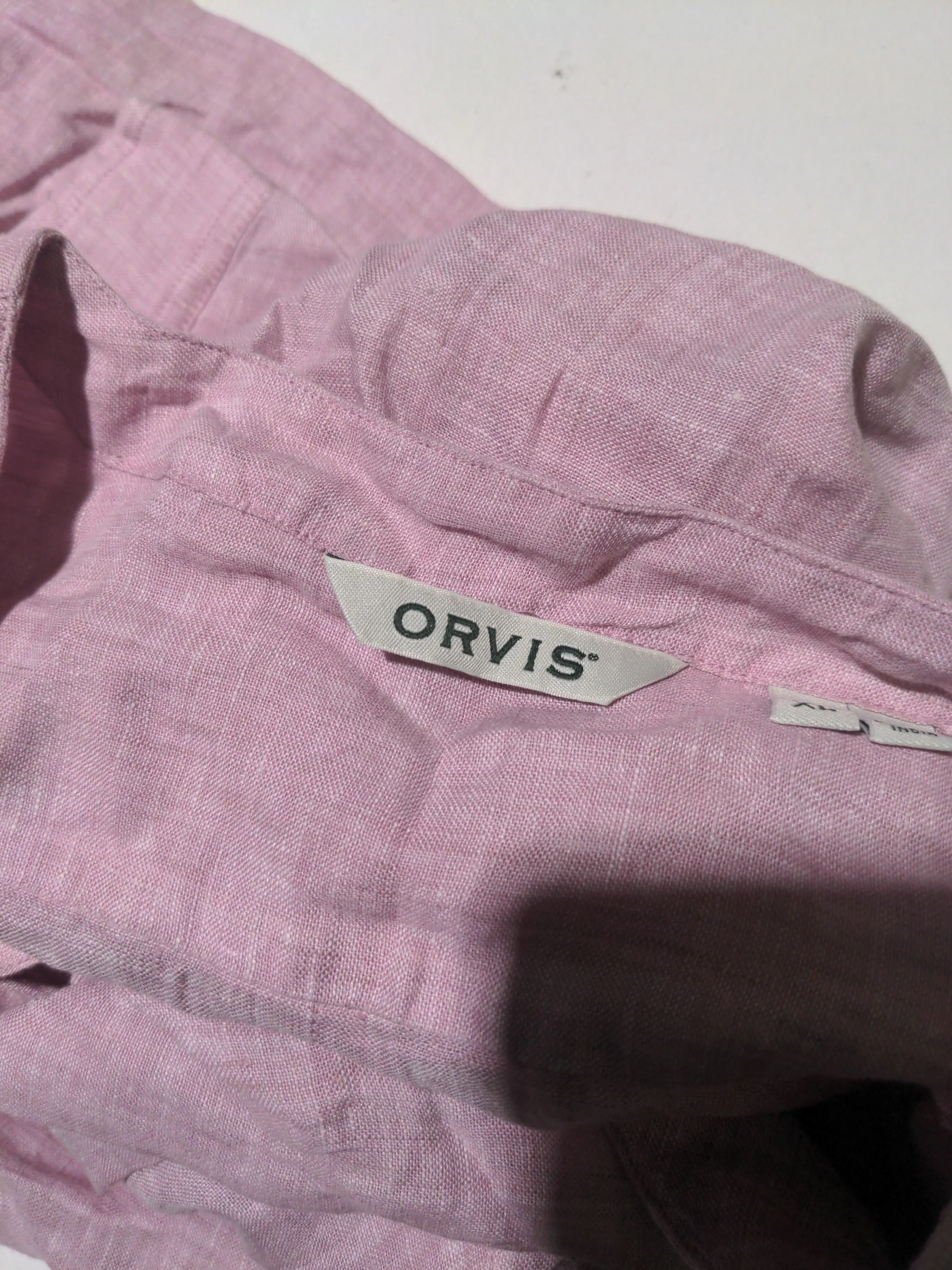 Orvis Women's Shirt XL Pink 100% Linen 3/4 Sleeve V-Neck Basic - Image 5