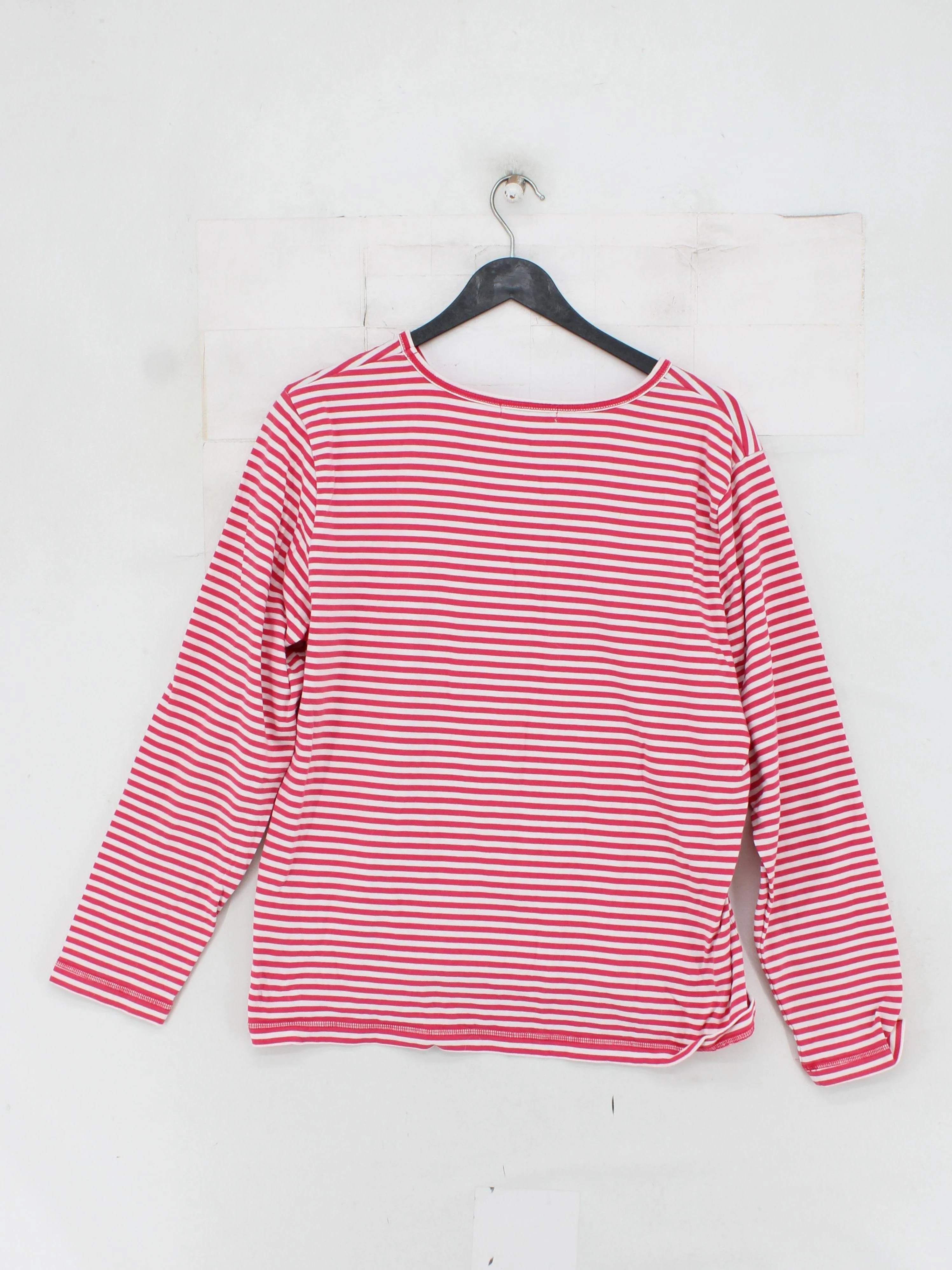 Orvis Women's T-Shirt L Red Striped 100% Cotton Short Sleeve Round Neck Basic - Image 2