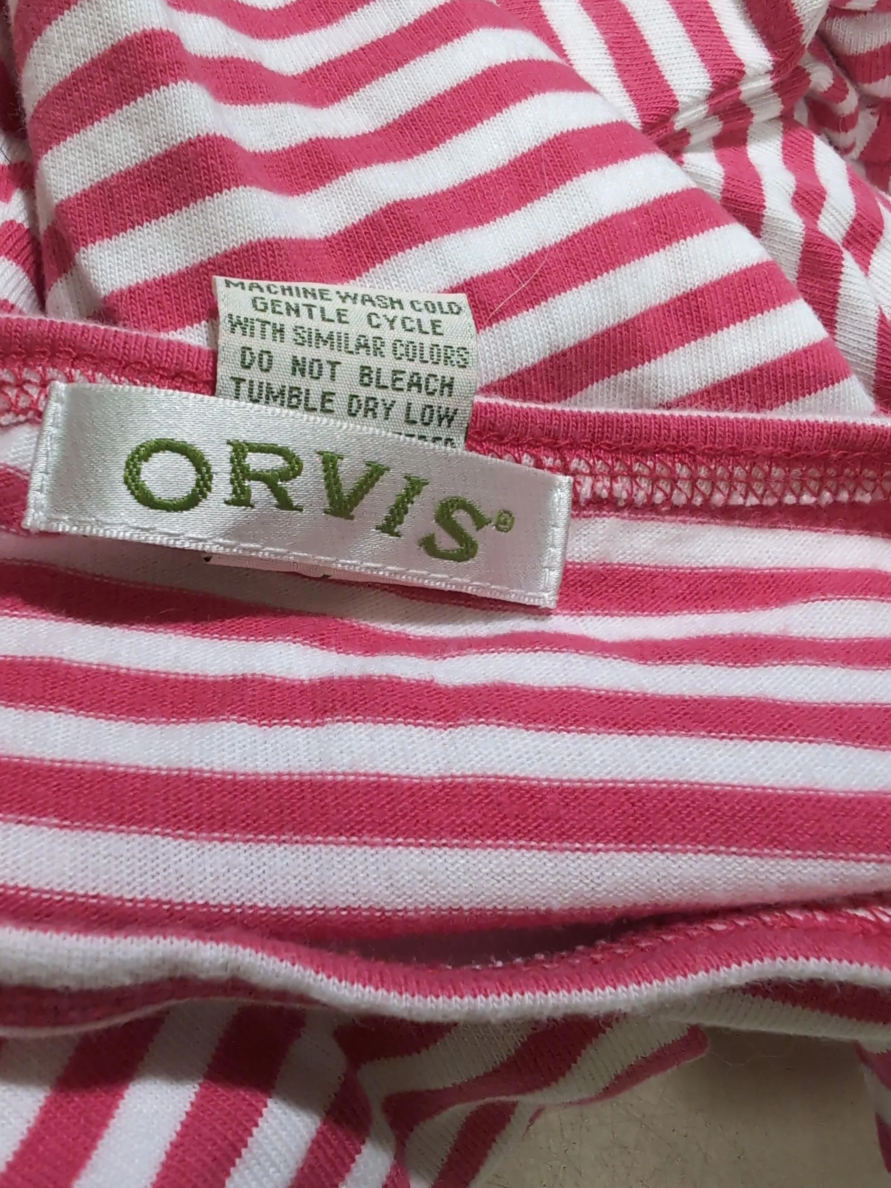 Orvis Women's T-Shirt L Red Striped 100% Cotton Short Sleeve Round Neck Basic - Image 5