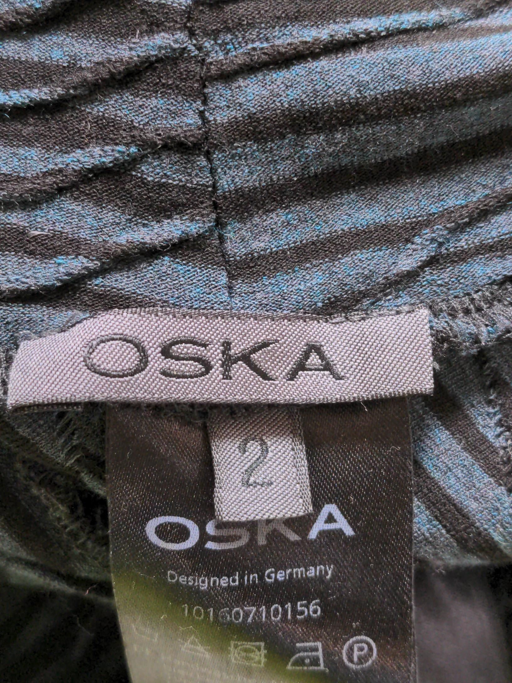 OSKA Women's Midi Skirt S Grey Striped Viscose with Elastane Midi A-Line - Image 5