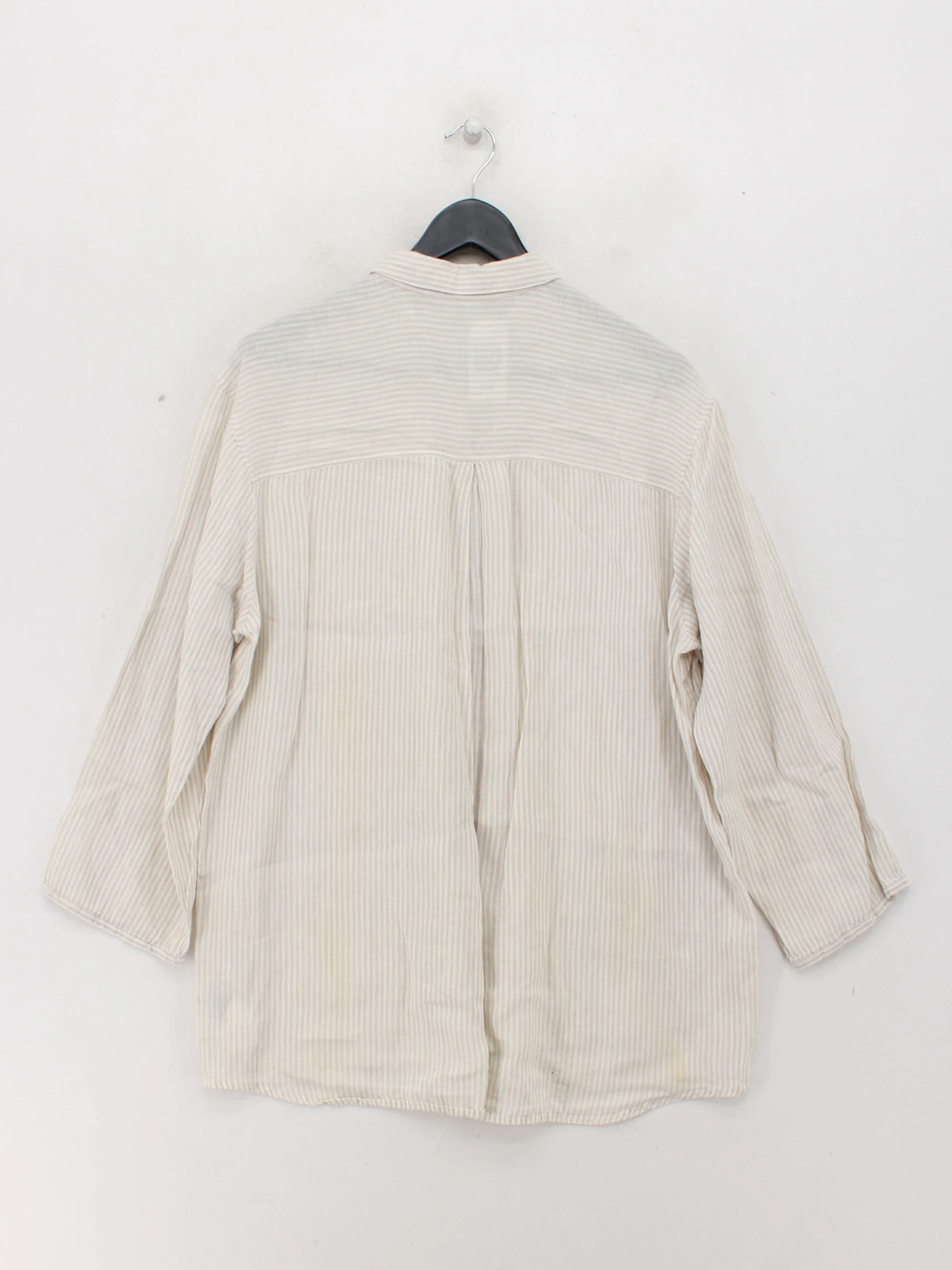 OSKA Women's Shirt UK 2 Cream Striped 100% Other 3/4 Sleeve Collared Basic - Image 2