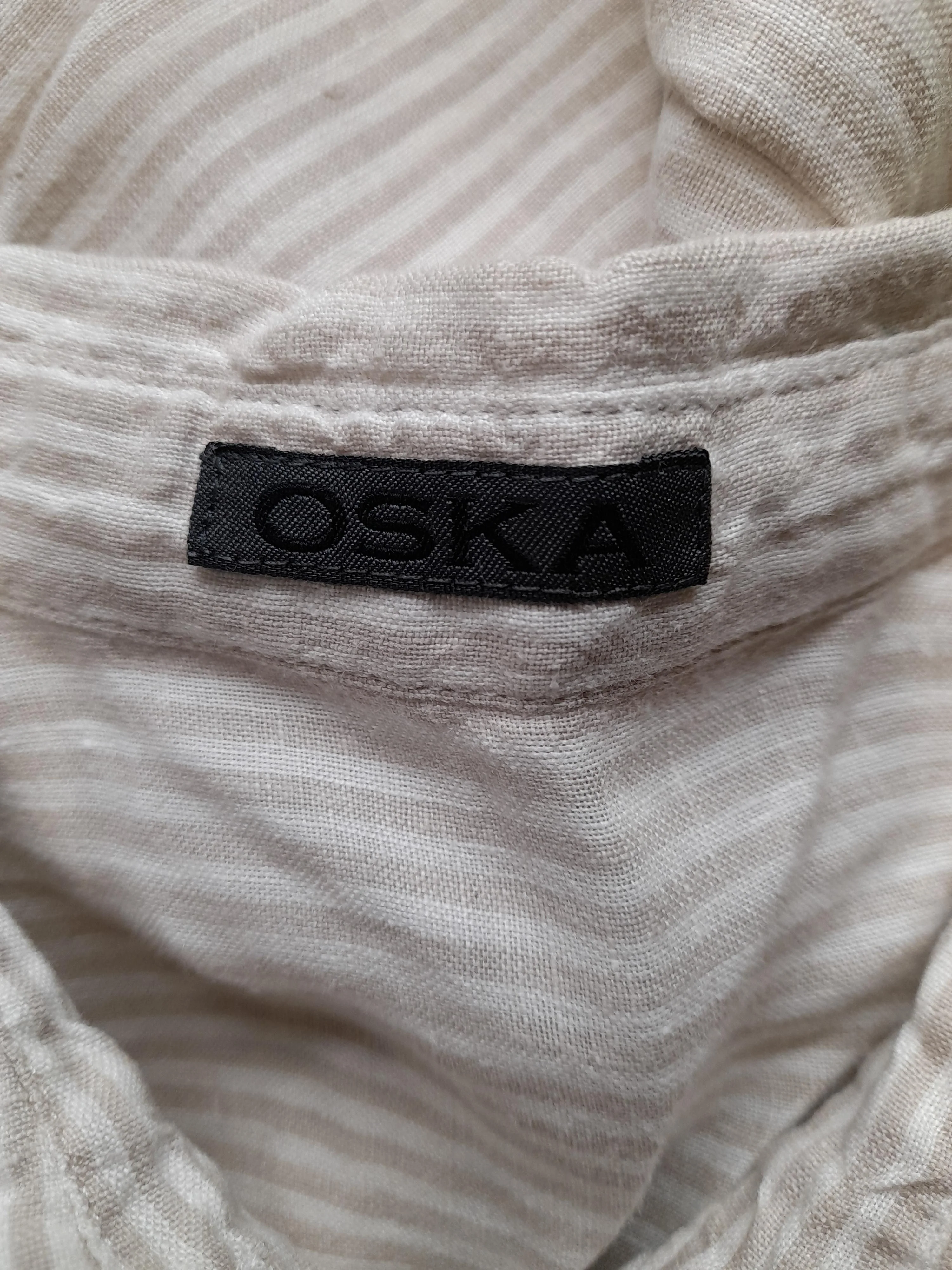 OSKA Women's Shirt UK 2 Cream Striped 100% Other 3/4 Sleeve Collared Basic - Image 6