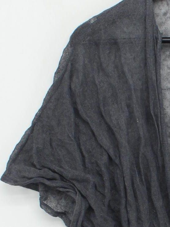 OSKA Women's Top M Grey Linen with Other Short Sleeve V-Neck Basic - Image 4
