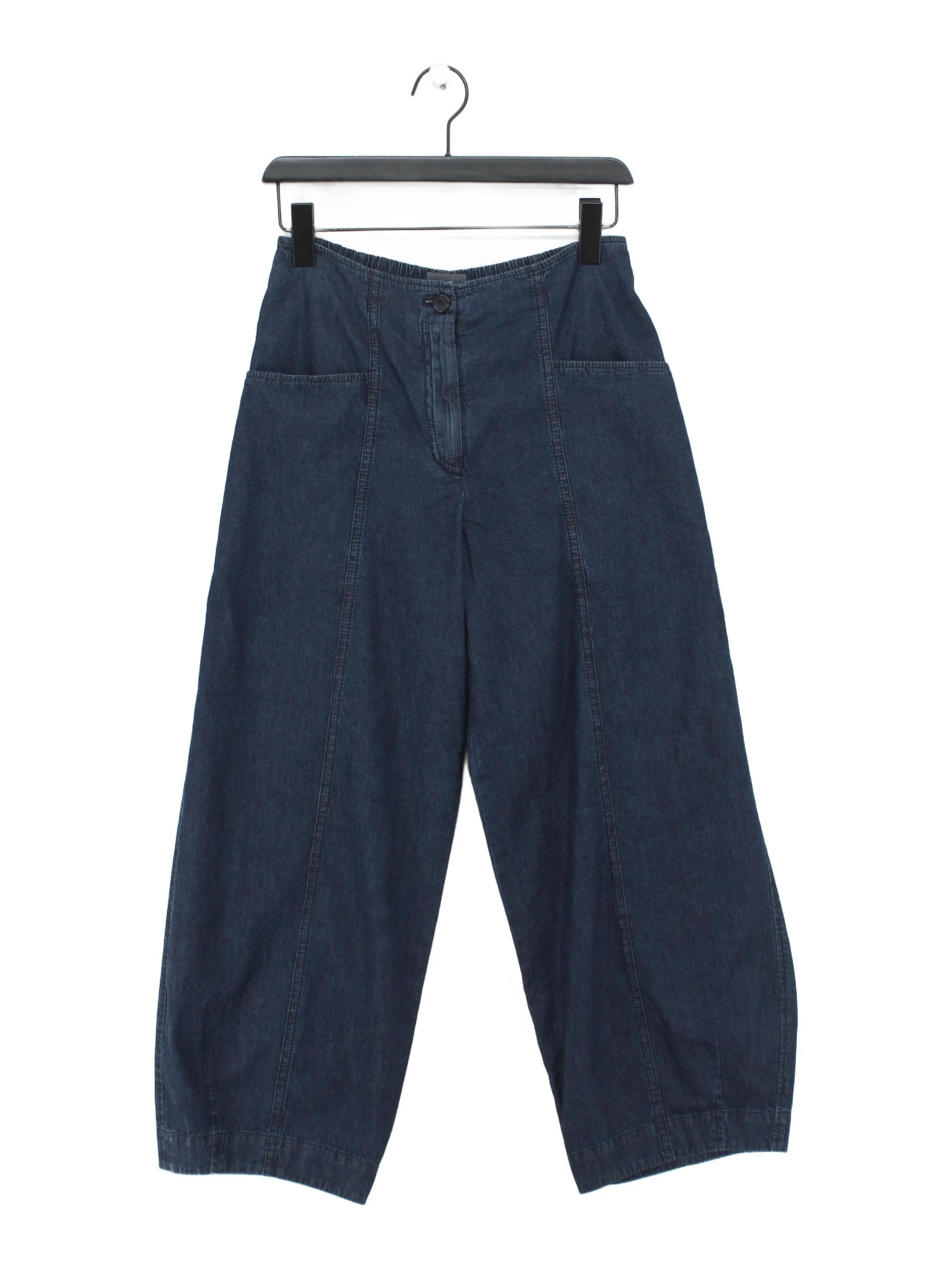 OSKA Women's Trousers S Blue 100% Cotton Wide-Leg Cropped