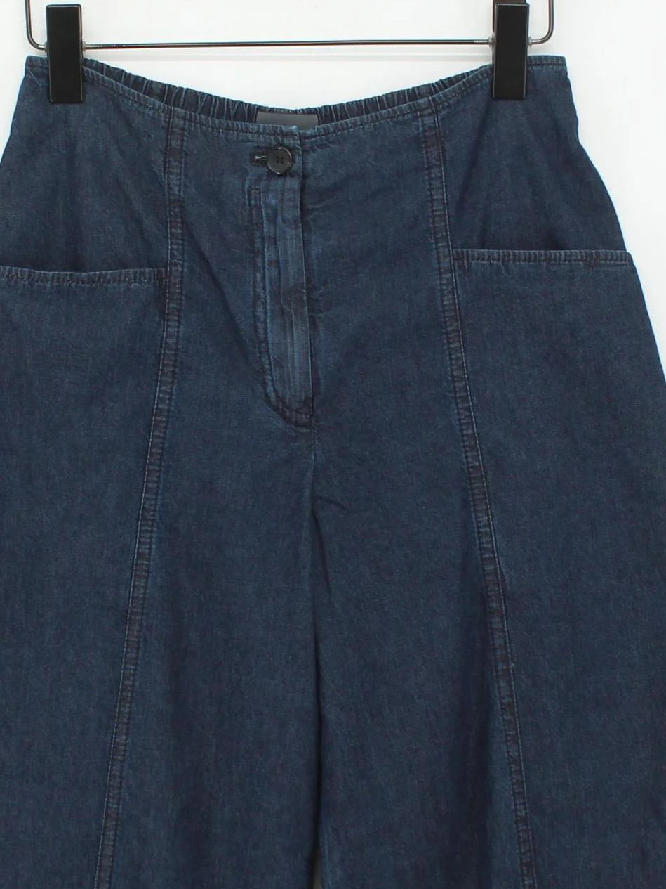OSKA Women's Trousers S Blue 100% Cotton Wide-Leg Cropped - Image 3