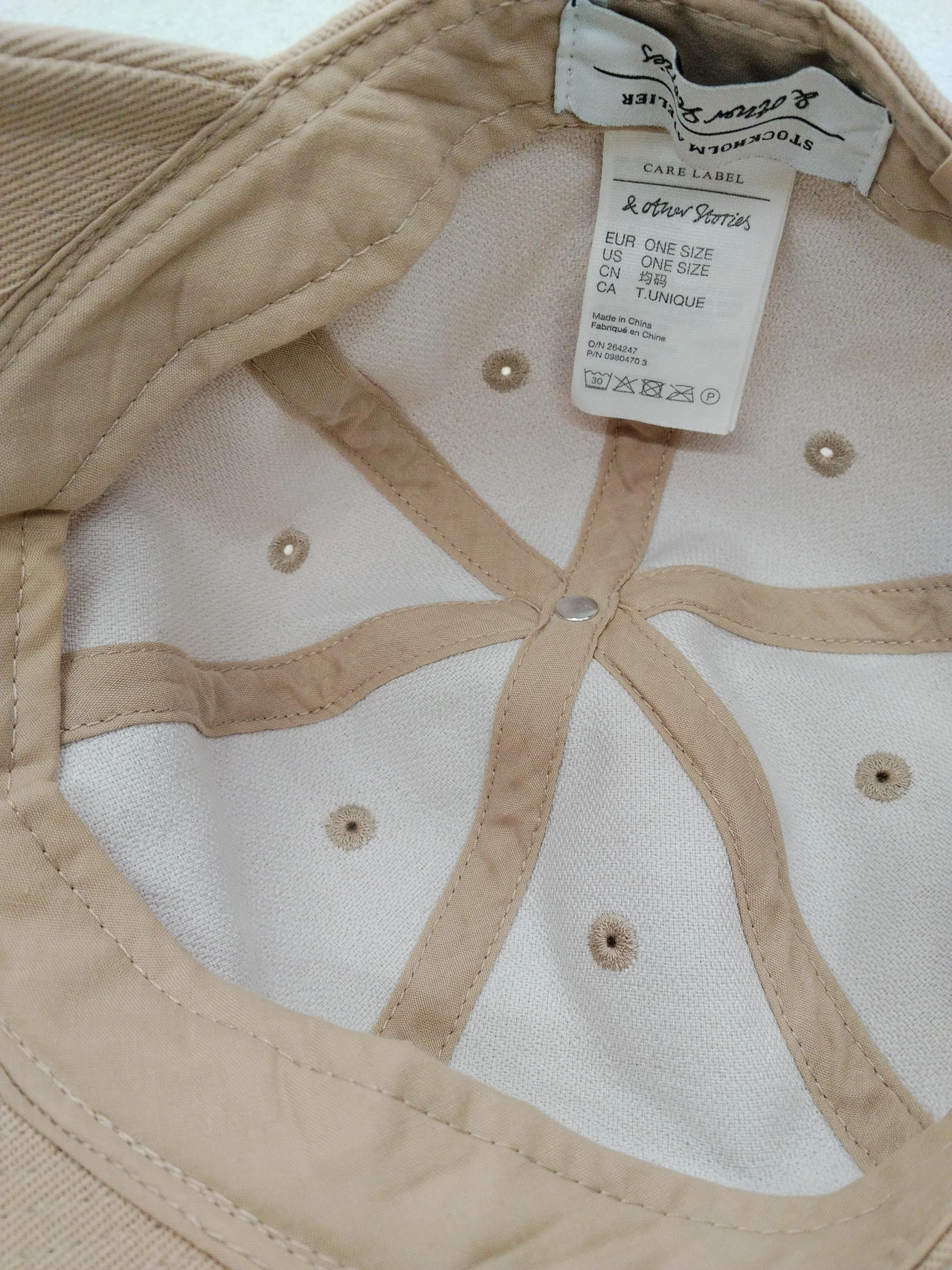 & Other Stories Men's Hat M Tan 100% Cotton Baseball Cap - Image 4