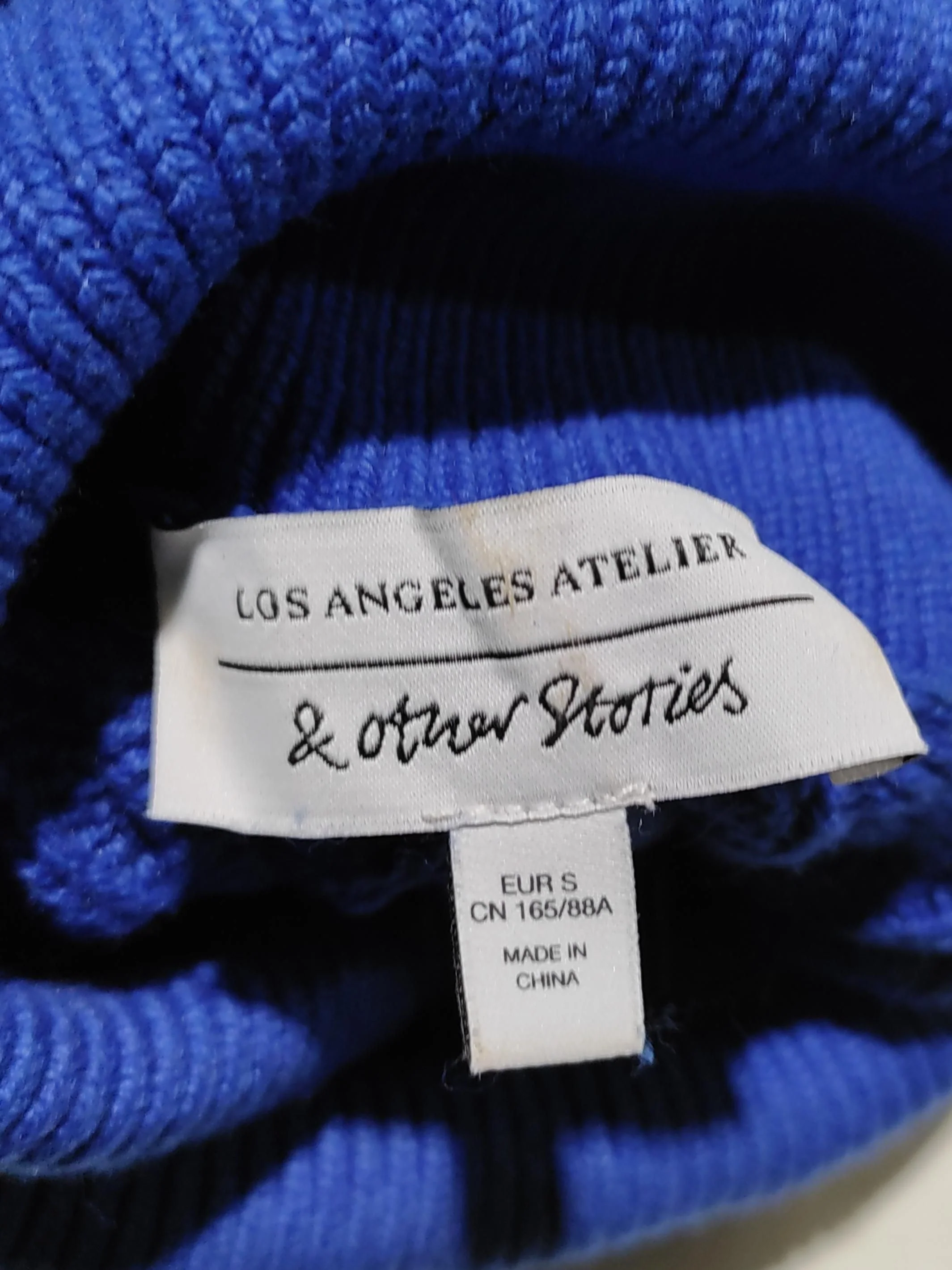 & Other Stories Men's Jumper S Blue Cotton with Polyamide, Wool Pullover - Image 5