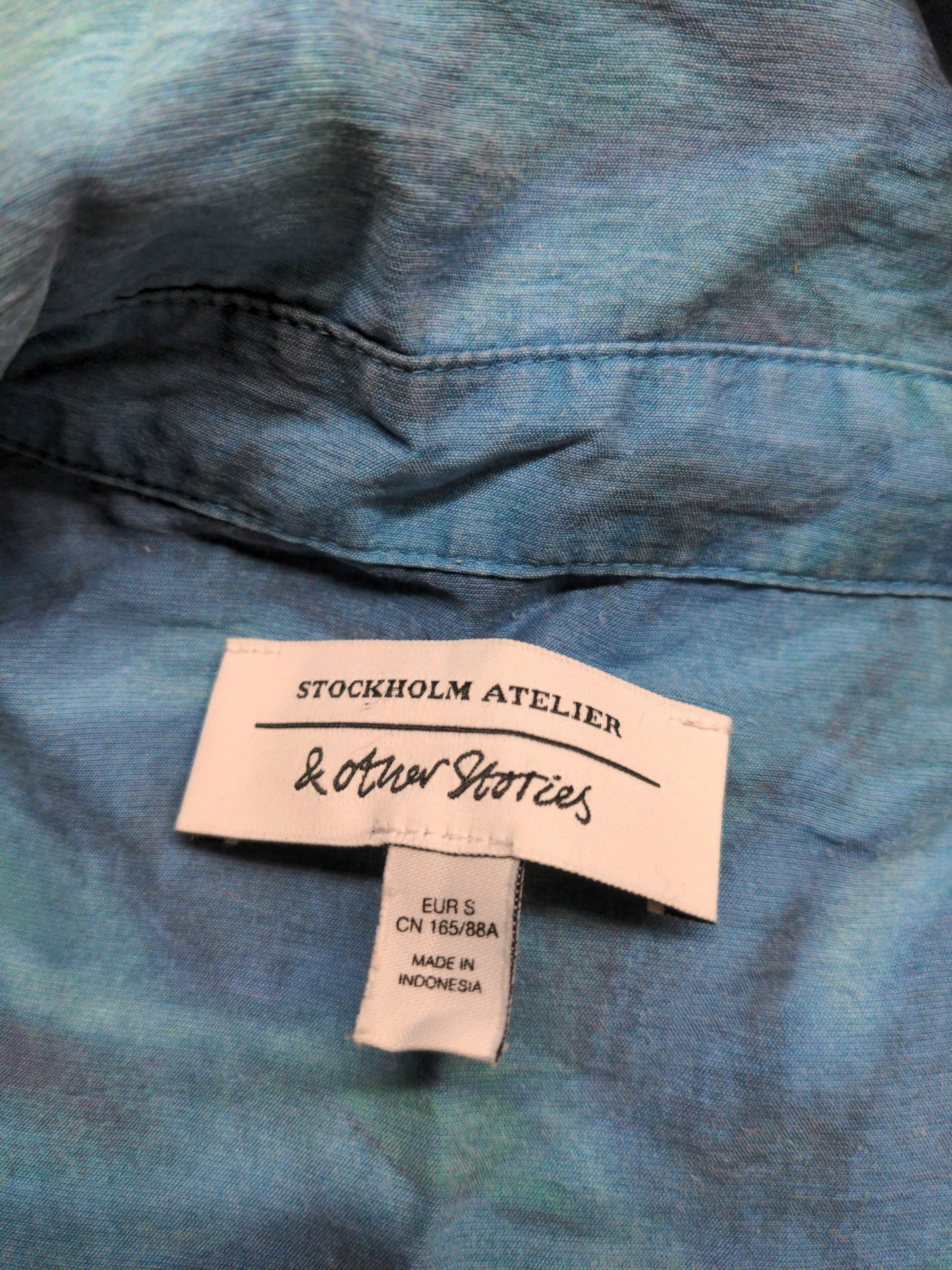& Other Stories Men's Shirt S Blue Graphic Lyocell Modal with Polyamide Basic - Image 5