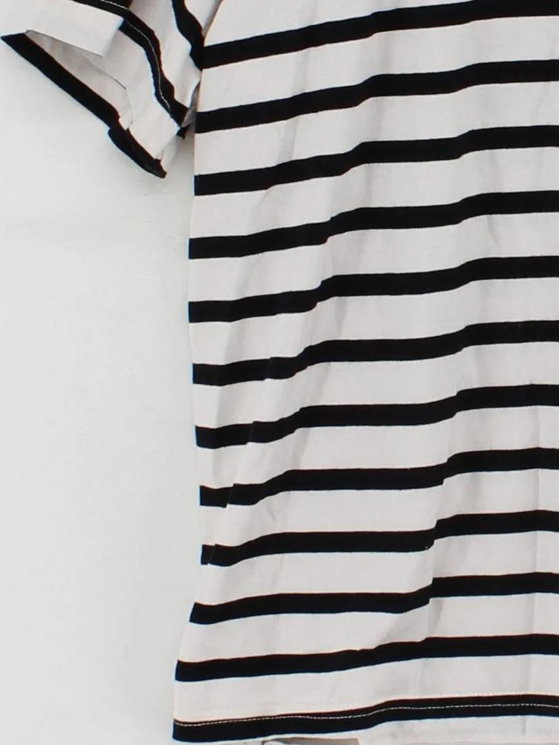 & Other Stories Men's T-Shirt S Cream Striped 100% Cotton Basic - Image 4