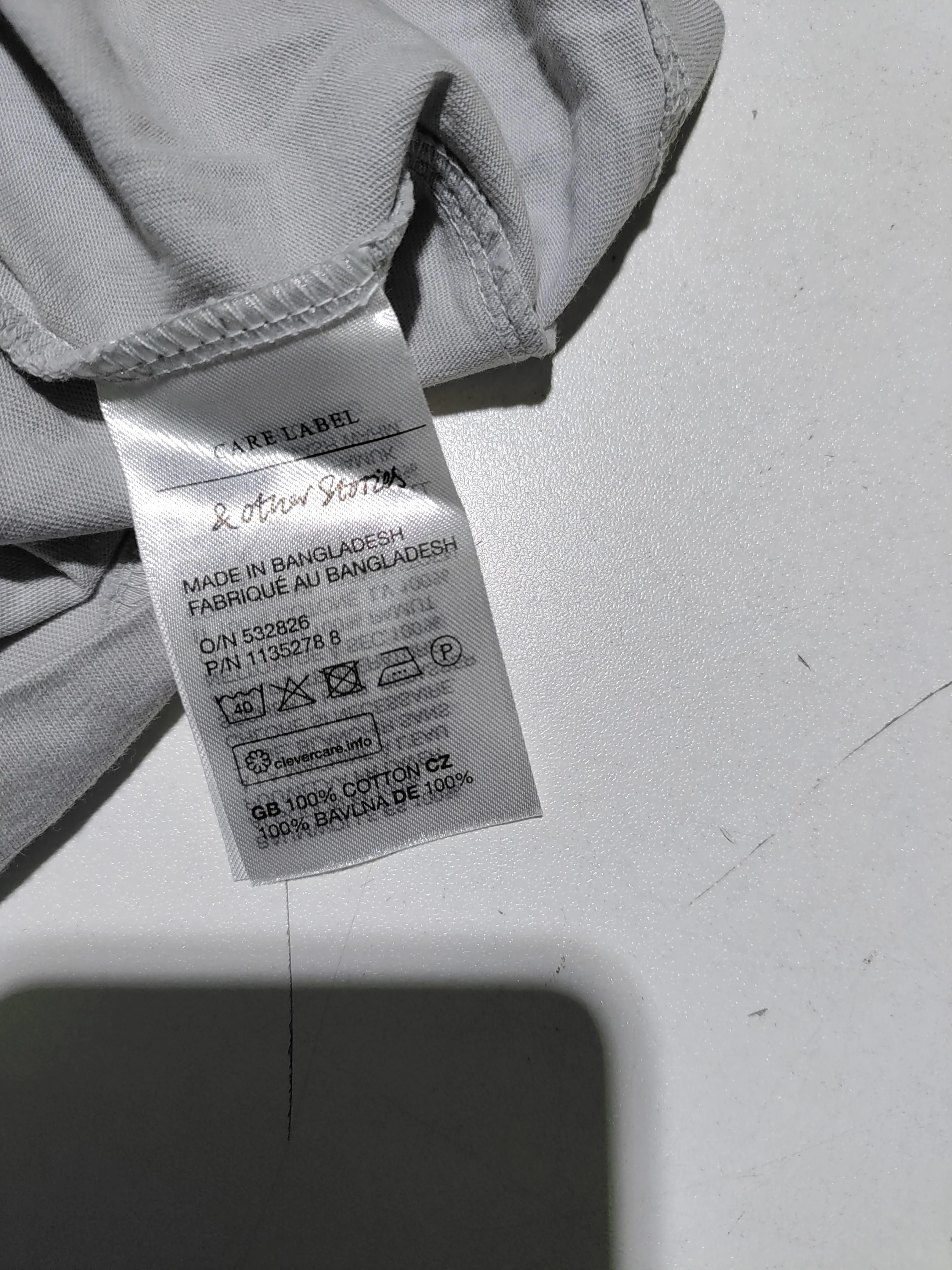 & Other Stories Men's T-Shirt S Grey 100% Cotton Basic - Image 6