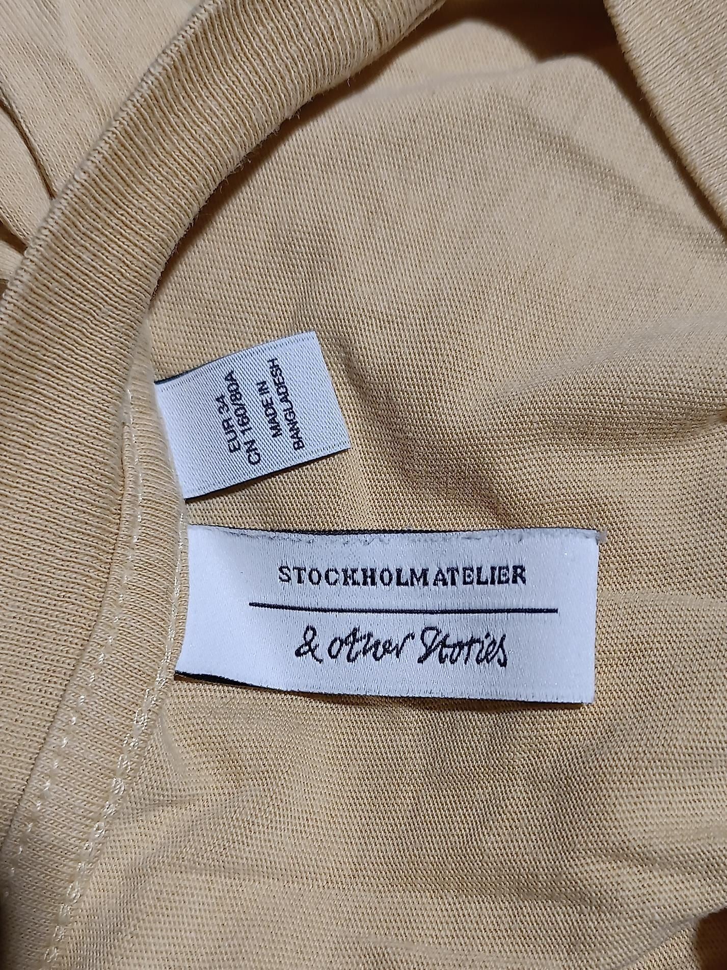 & Other Stories Men's T-Shirt S Tan 100% Cotton Basic - Image 5