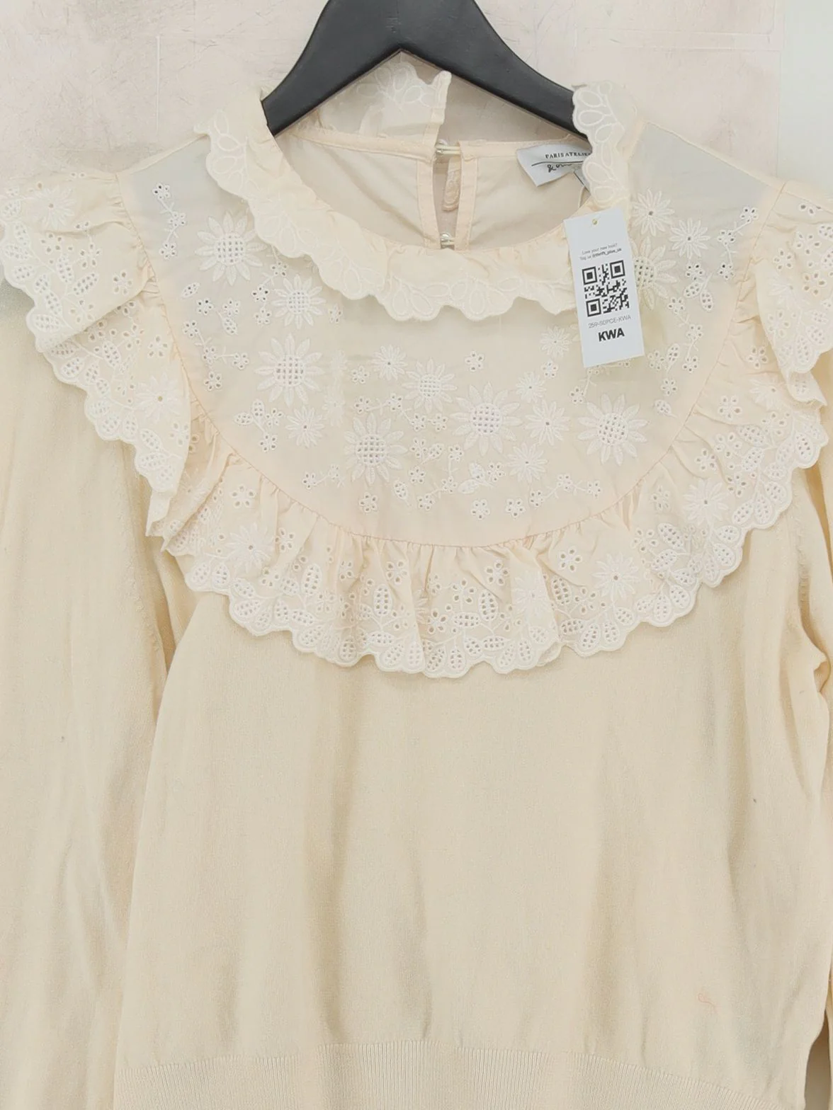 & Other Stories Women's Blouse M Cream Cotton with Polyamide, Polyester Basic - Image 3