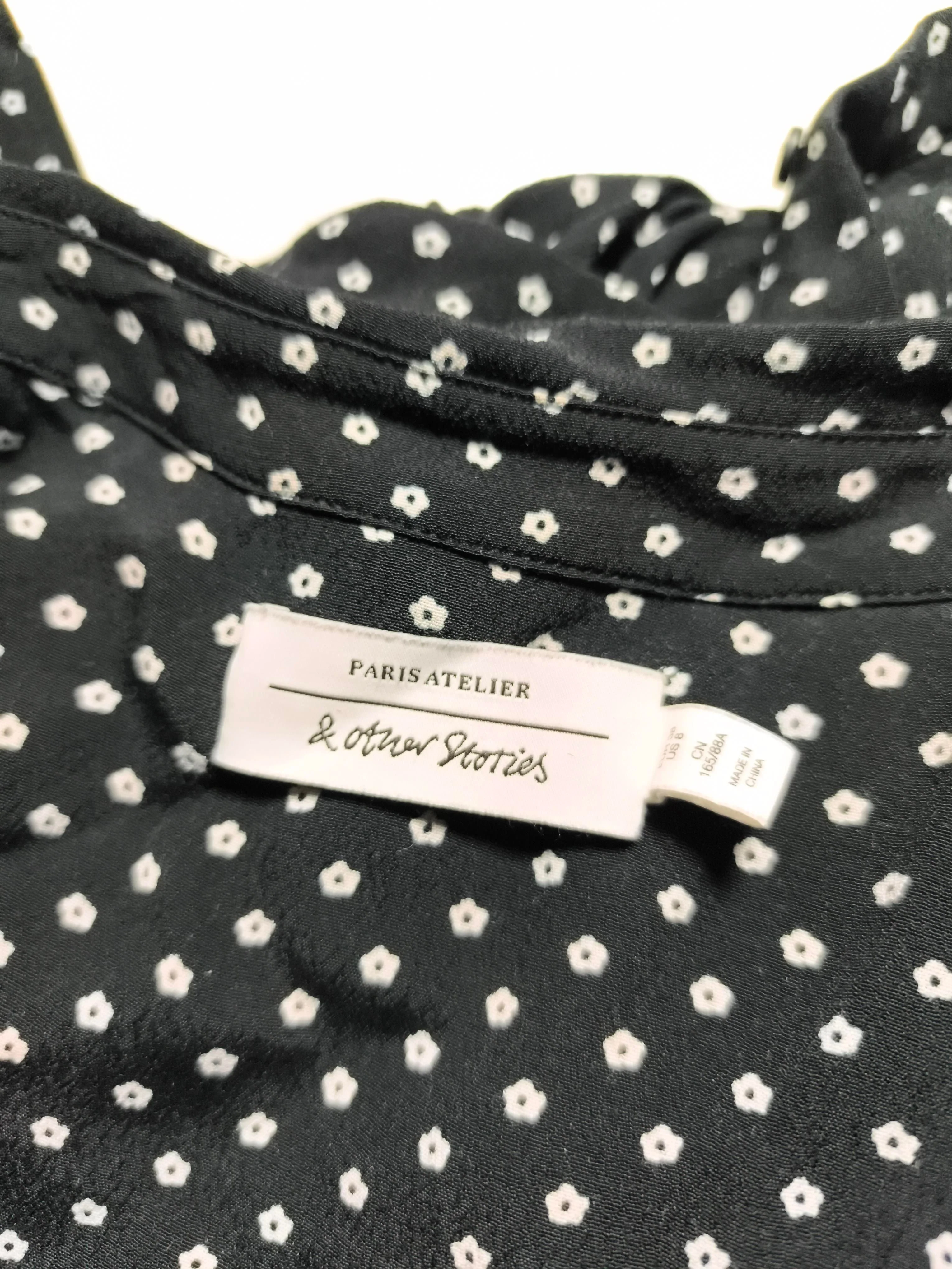 & Other Stories Women's Blouse UK 10 Black 100% Viscose Basic - Image 5
