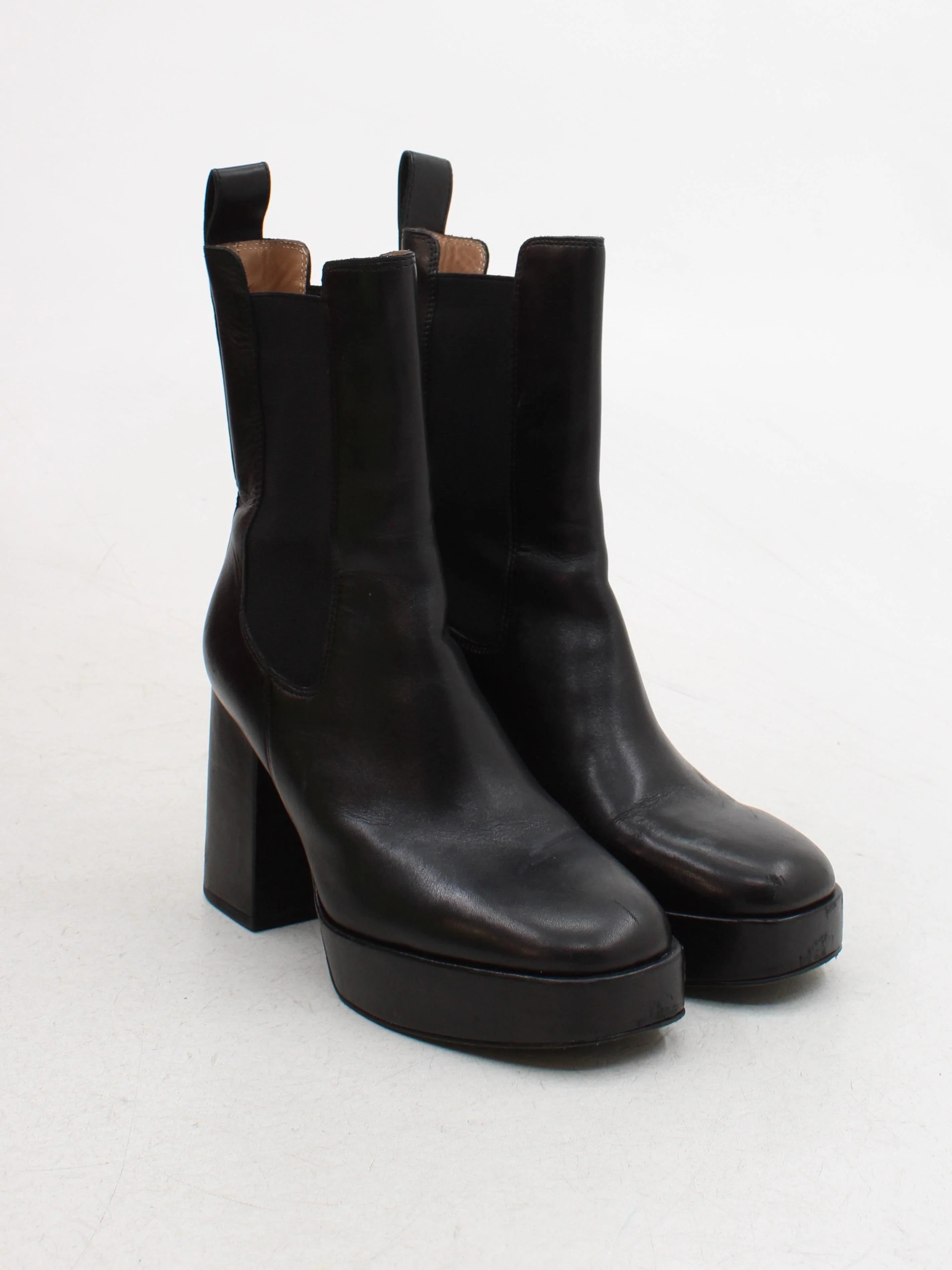 & Other Stories Women's Boots UK 6 Black 100% Leather Platform - Image 4