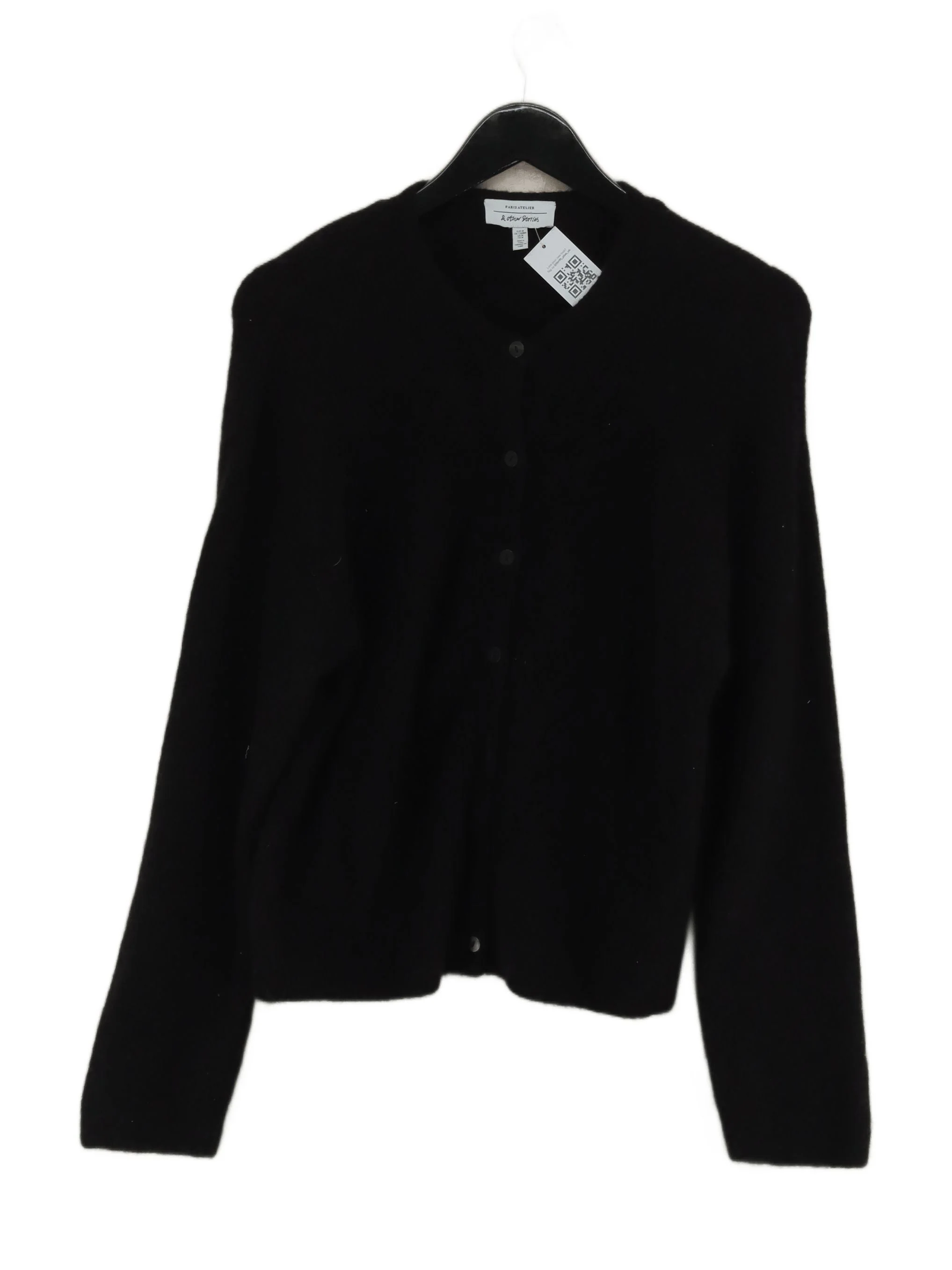& Other Stories Women's Cardigan M Black 100% Wool Round Neck Cardigan