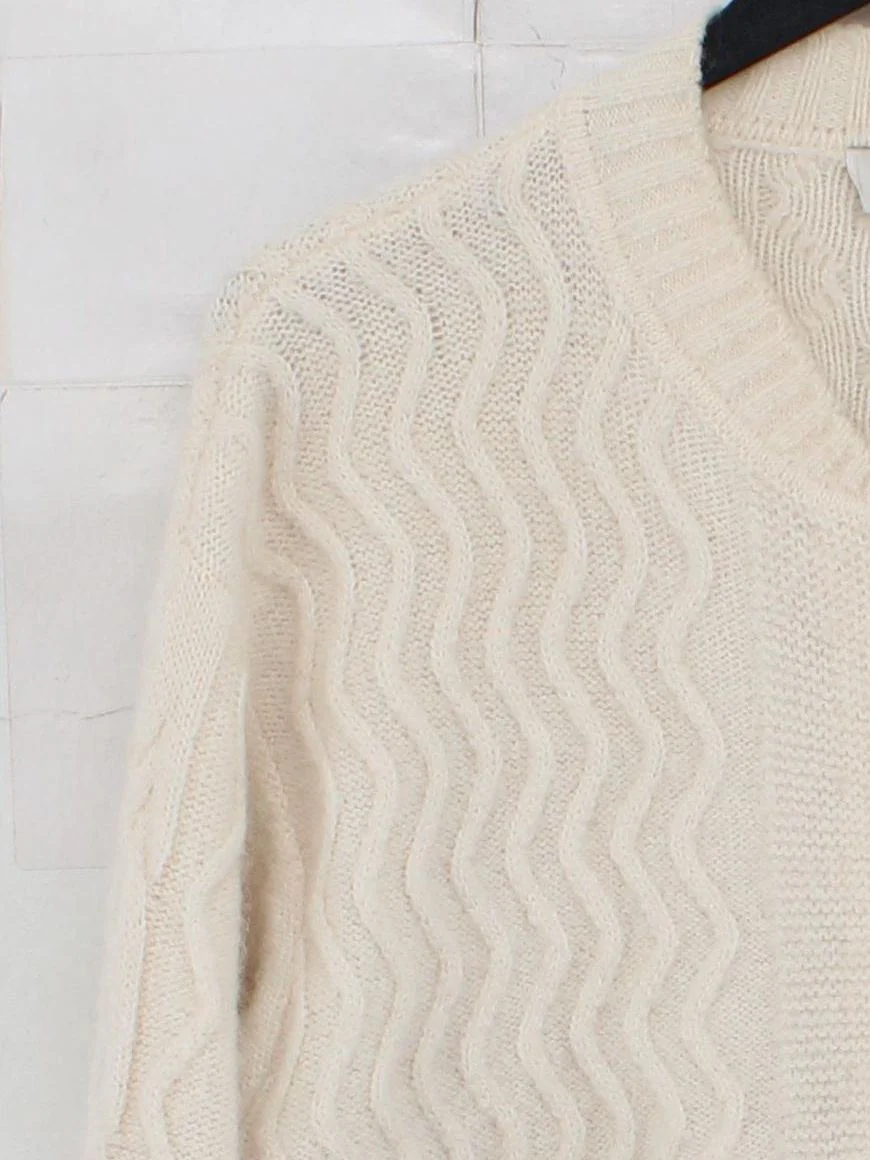 & Other Stories Women's Cardigan M Cream Polyamide with Wool, Other Cardigan - Image 4