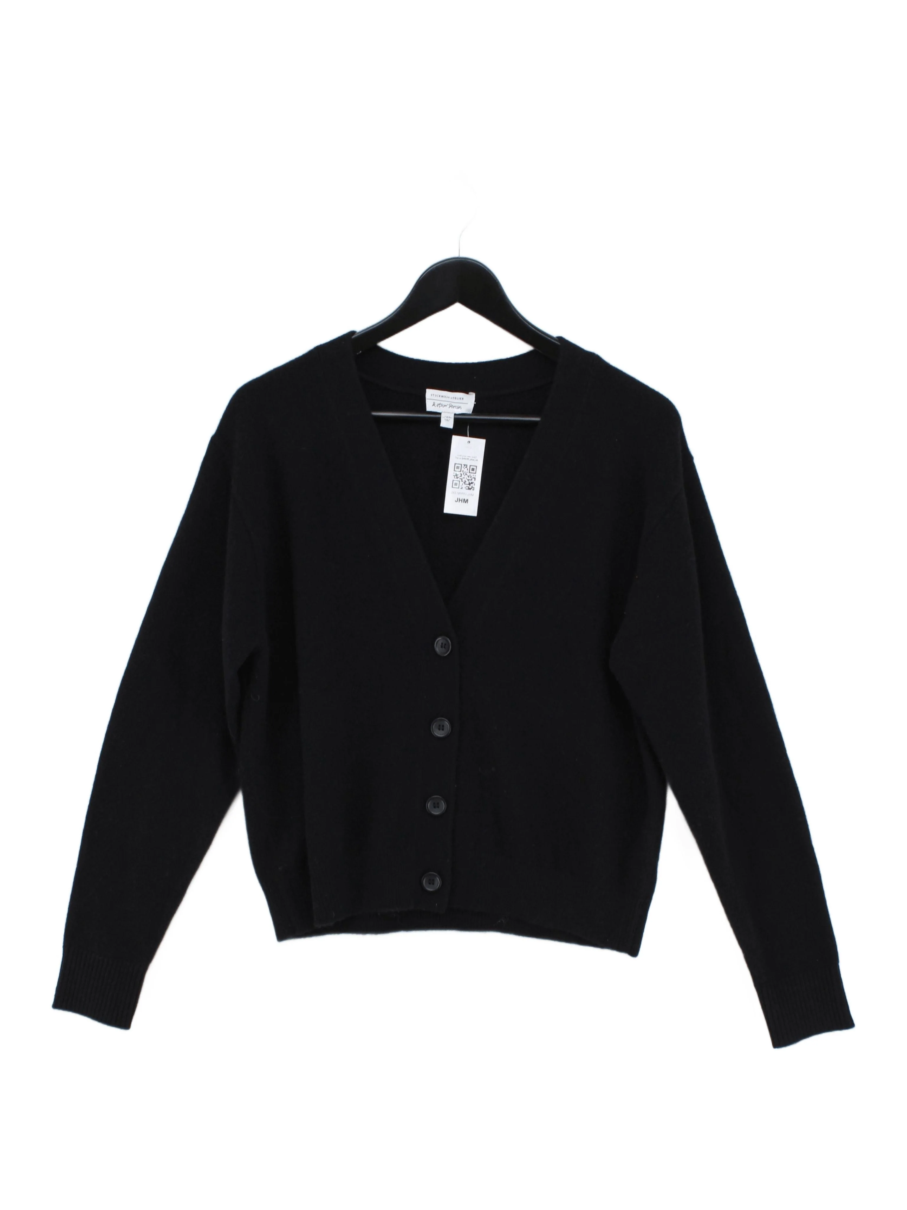 & Other Stories Women's Cardigan S Black 100% Wool V-Neck Cardigan