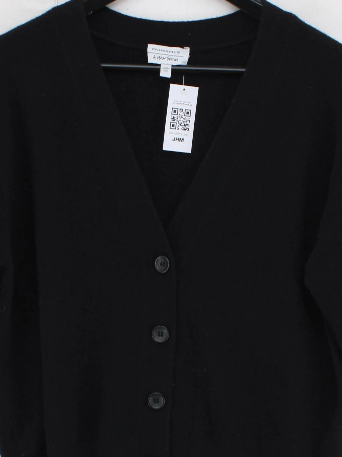 & Other Stories Women's Cardigan S Black 100% Wool V-Neck Cardigan - Image 3