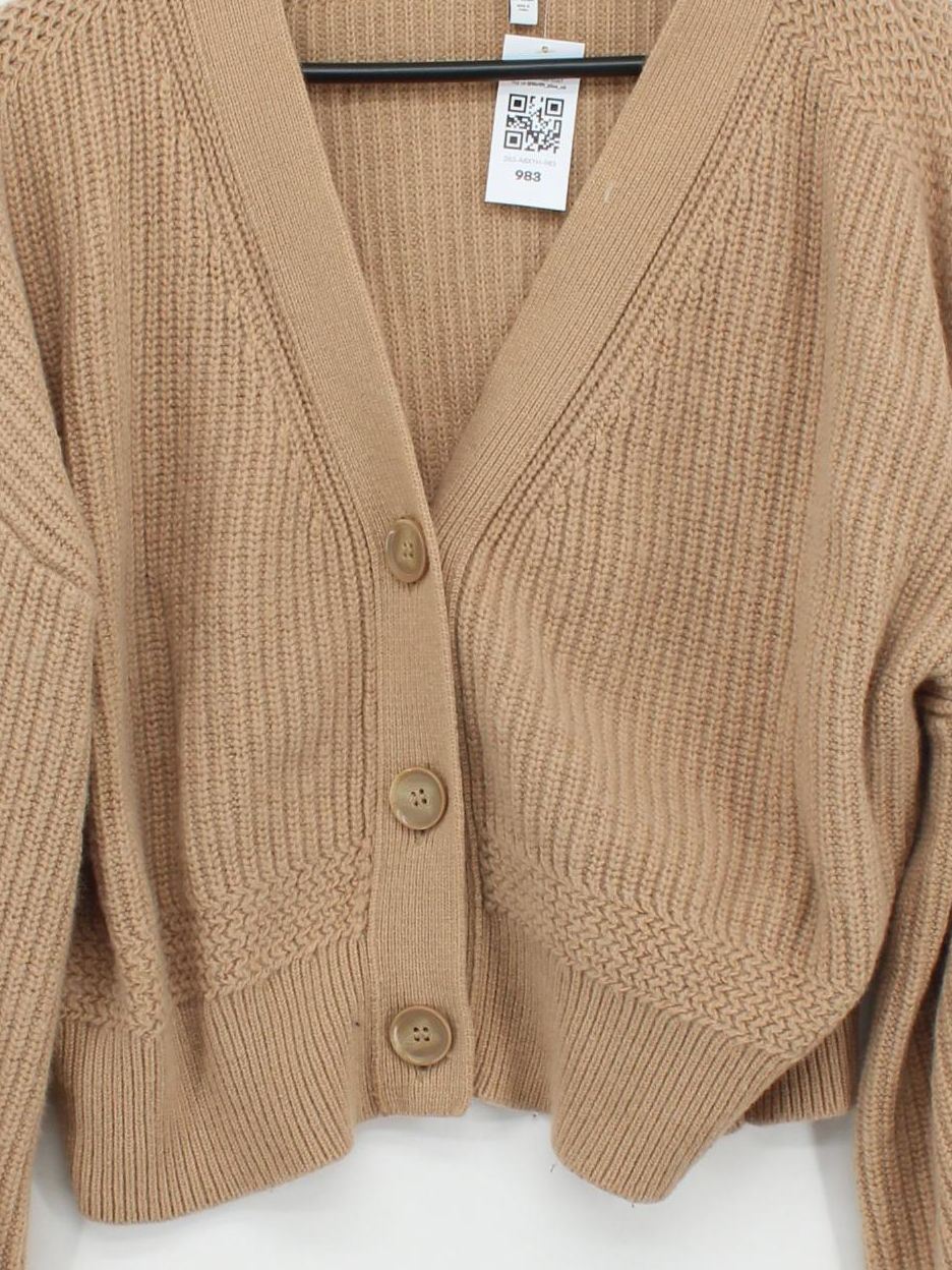 & Other Stories Women's Cardigan S Tan Wool with Polyamide V-Neck Cardigan - Image 3