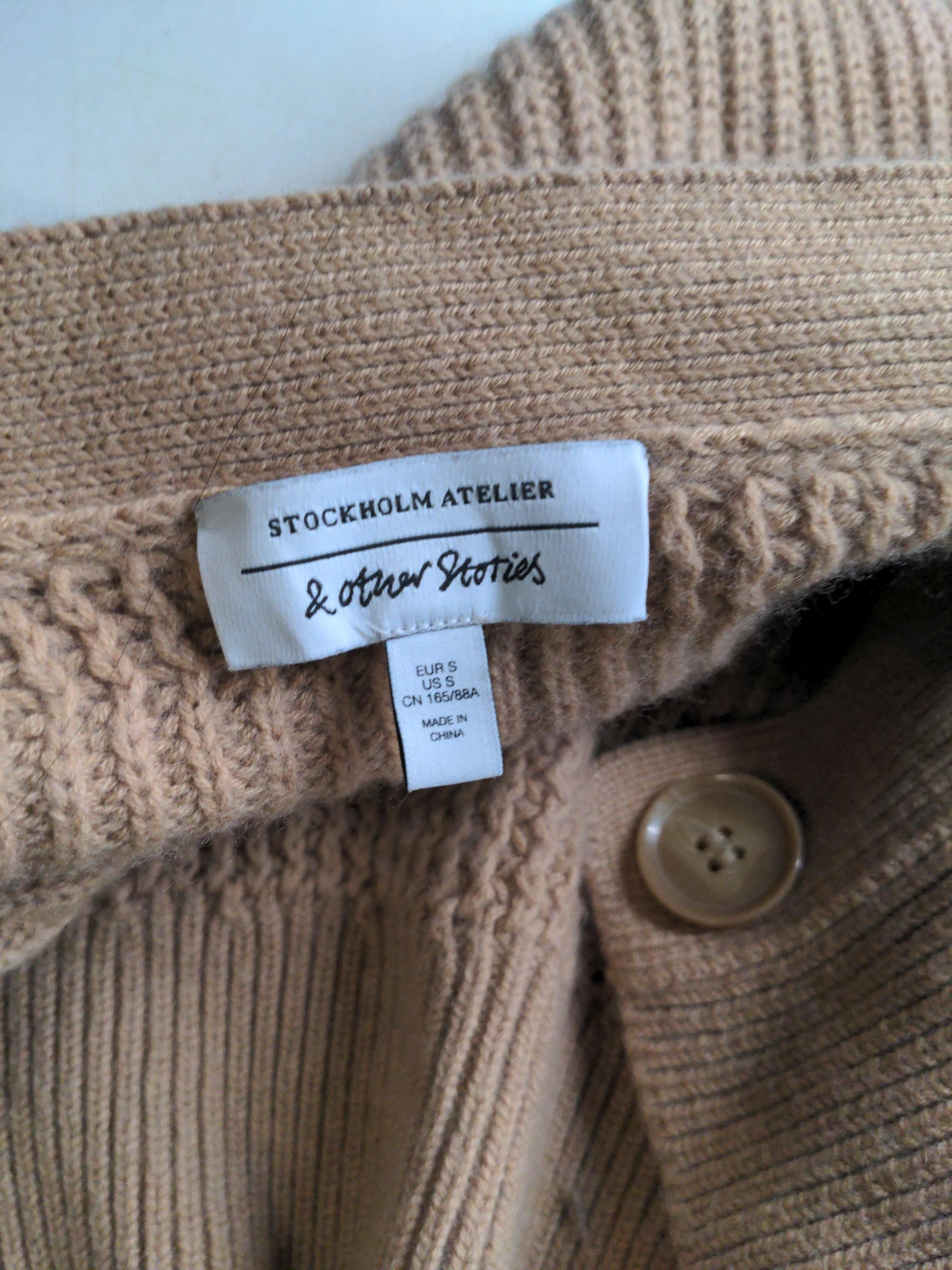 & Other Stories Women's Cardigan S Tan Wool with Polyamide V-Neck Cardigan - Image 5