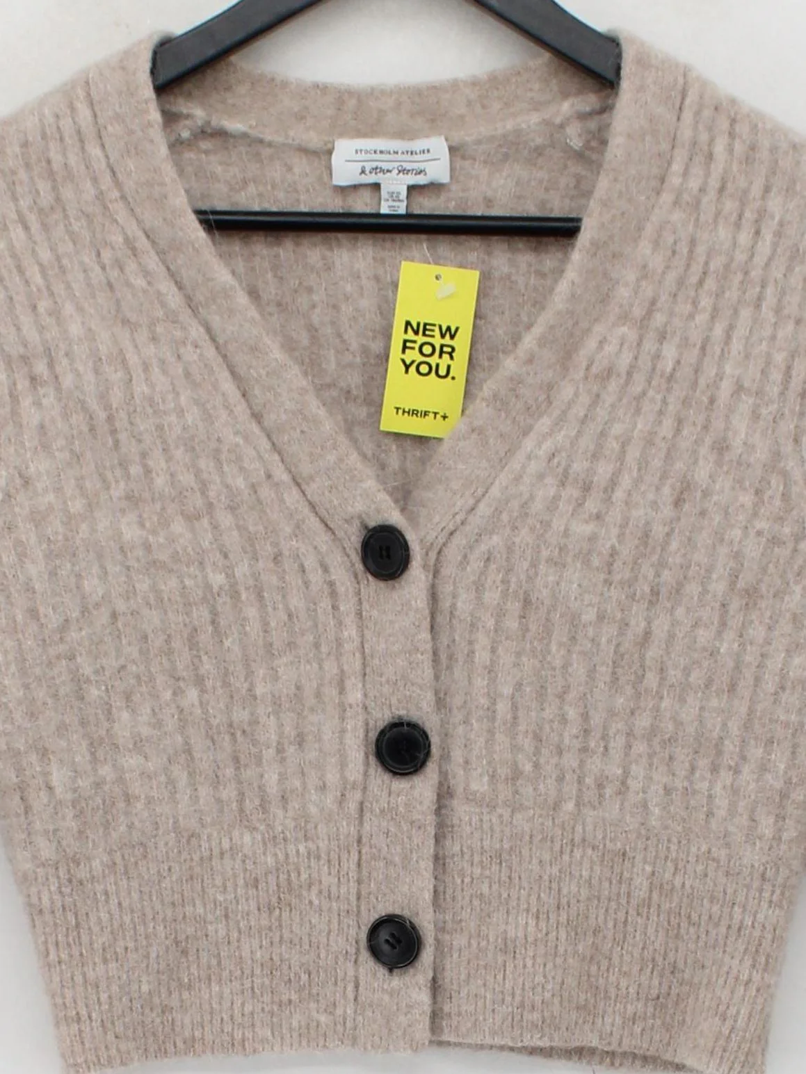 & Other Stories Women's Cardigan XS Tan 100% Wool V-Neck Cardigan - Image 3