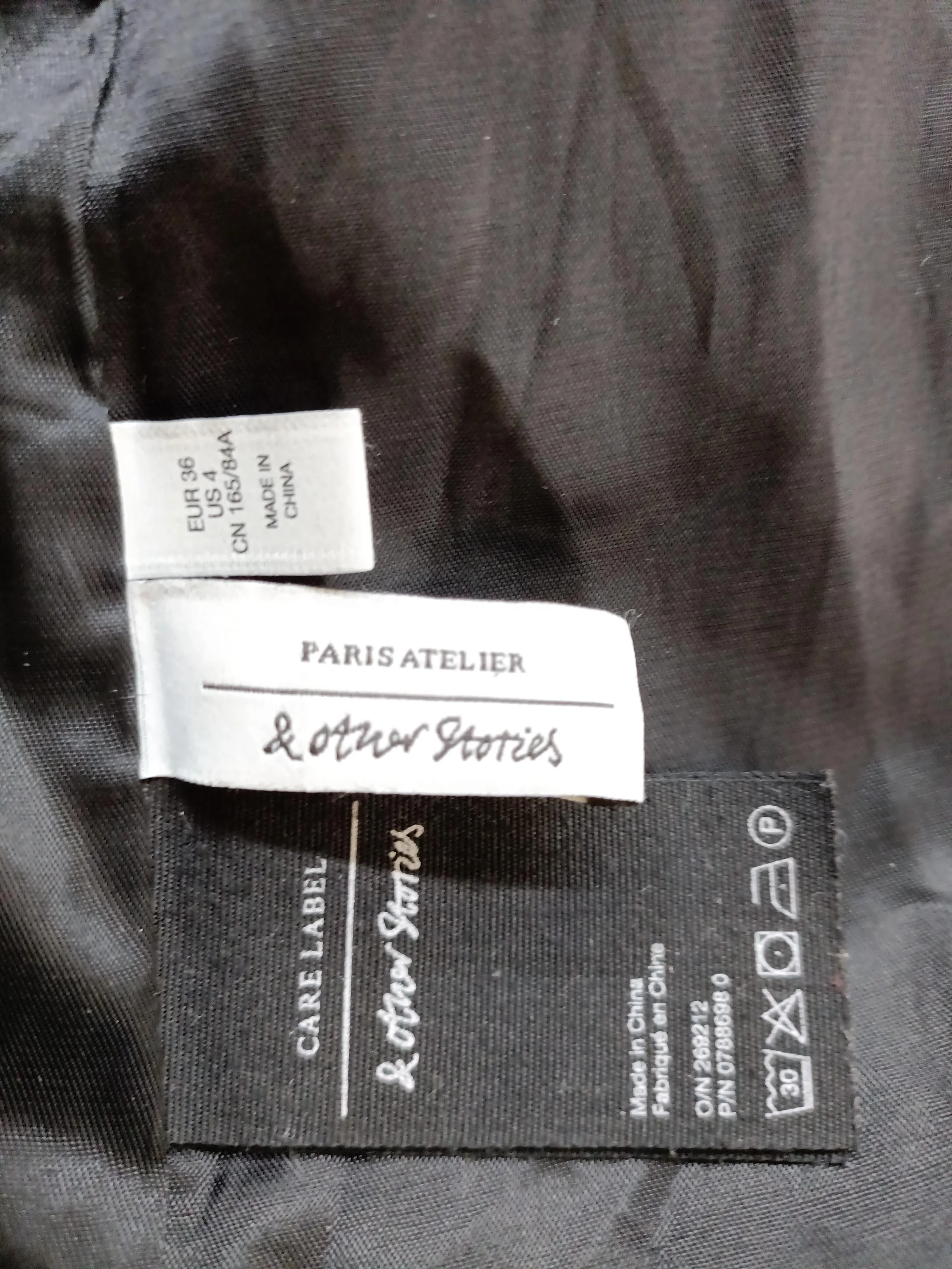 & Other Stories Women's Coat UK 8 Black Other with Polyester, Viscose Pea Coat - Image 5