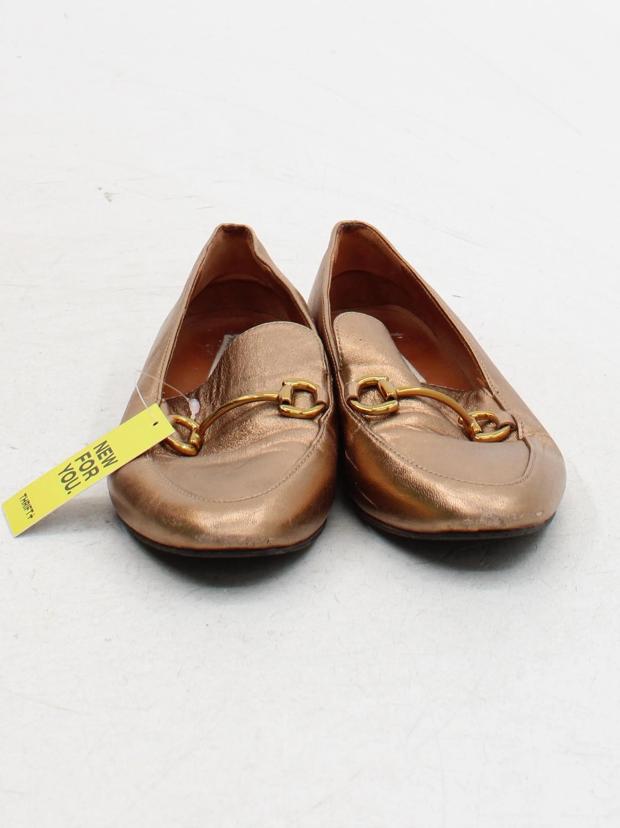 & Other Stories Women's Flat Shoes UK 6 Gold 100% Leather Loafer - Image 2