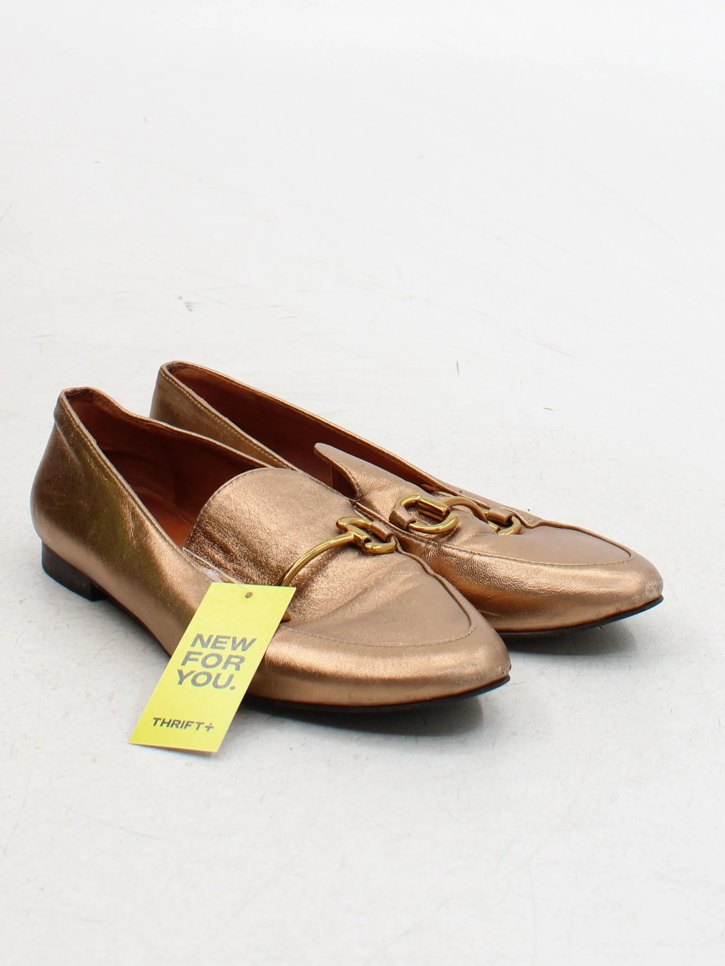 & Other Stories Women's Flat Shoes UK 6 Gold 100% Leather Loafer - Image 4