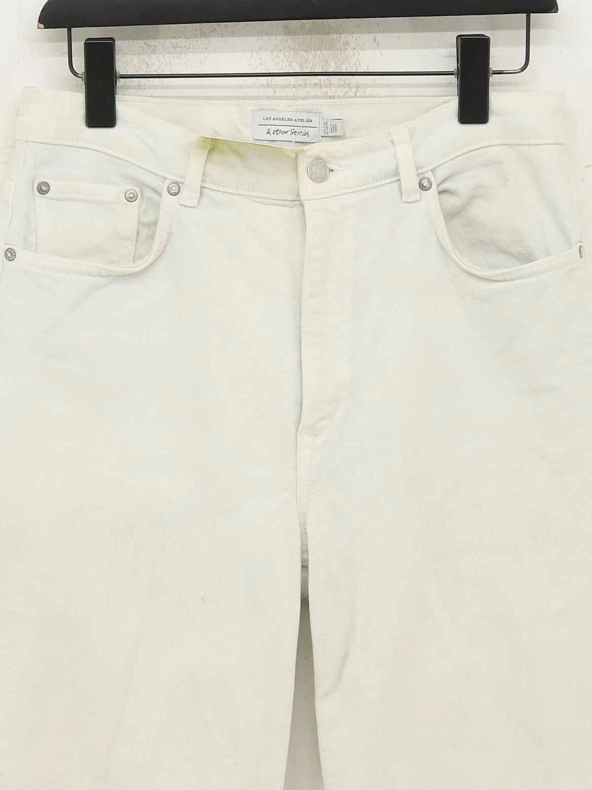 & Other Stories Women's Jeans W 31 in Cream Cotton with Elastane Straight - Image 3