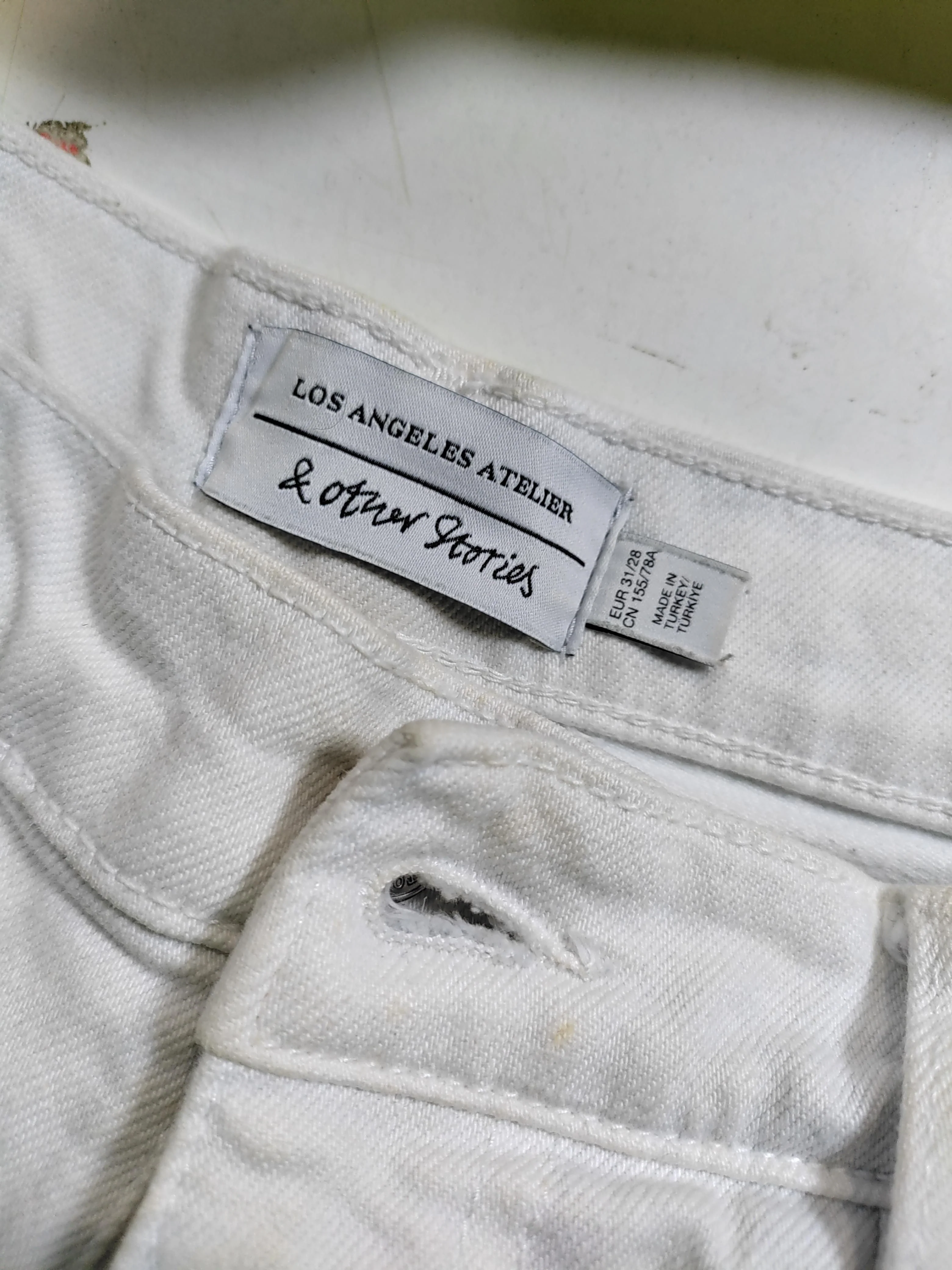 & Other Stories Women's Jeans W 31 in Cream Cotton with Elastane Straight - Image 6