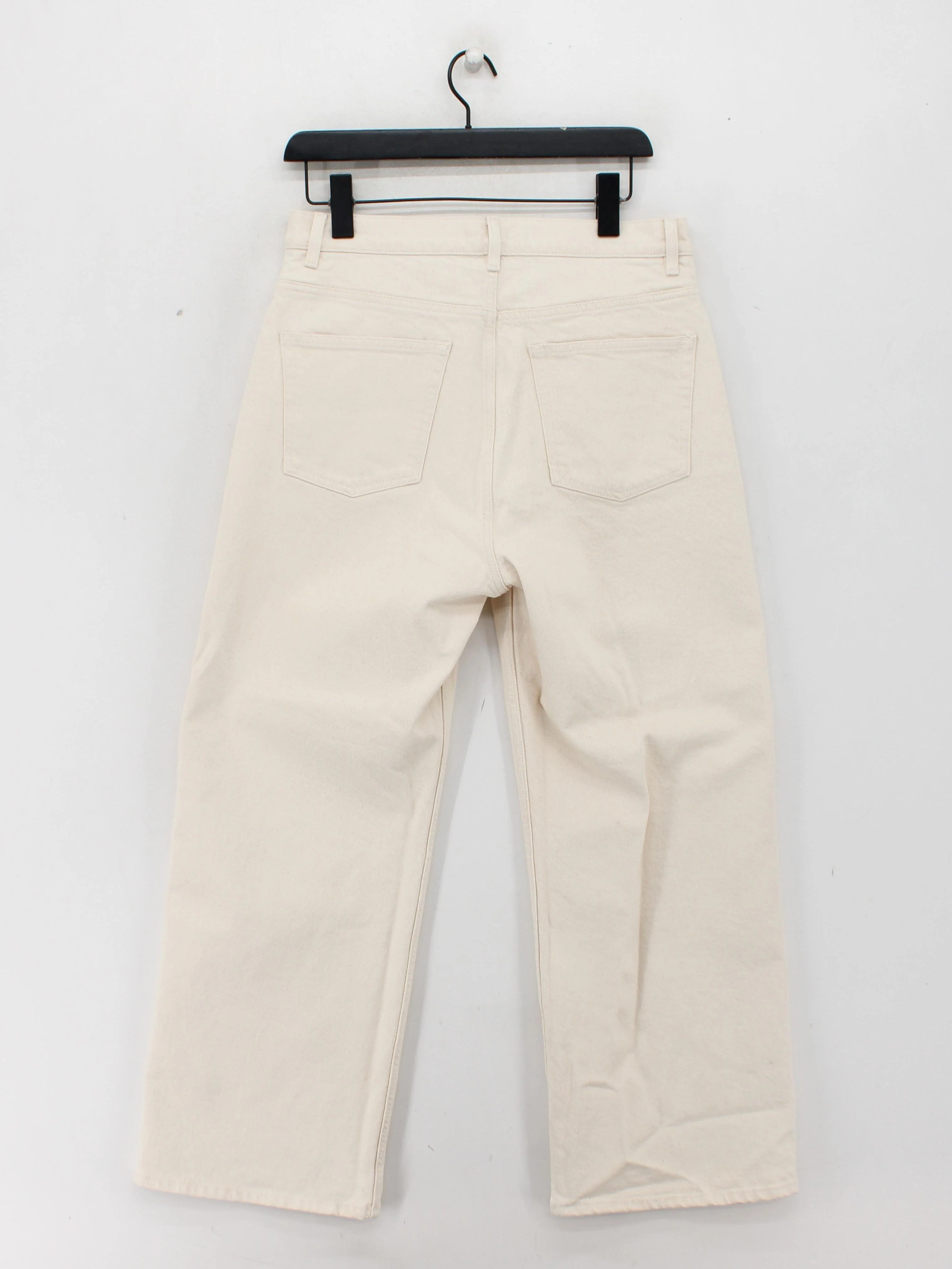& Other Stories Women's Jeans W 31 in Cream Cotton with Elastane Wide-Leg - Image 2