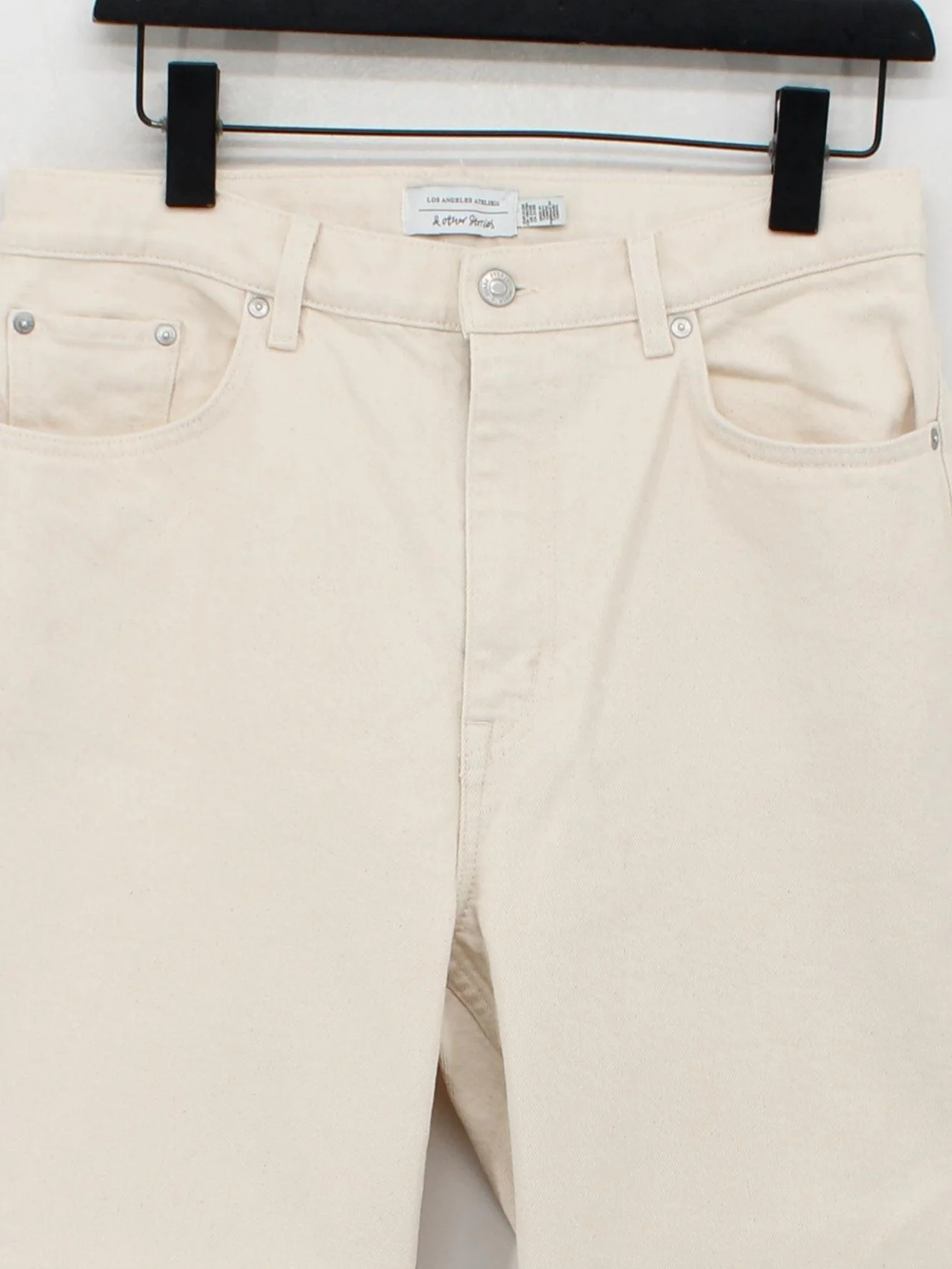 & Other Stories Women's Jeans W 31 in Cream Cotton with Elastane Wide-Leg - Image 3