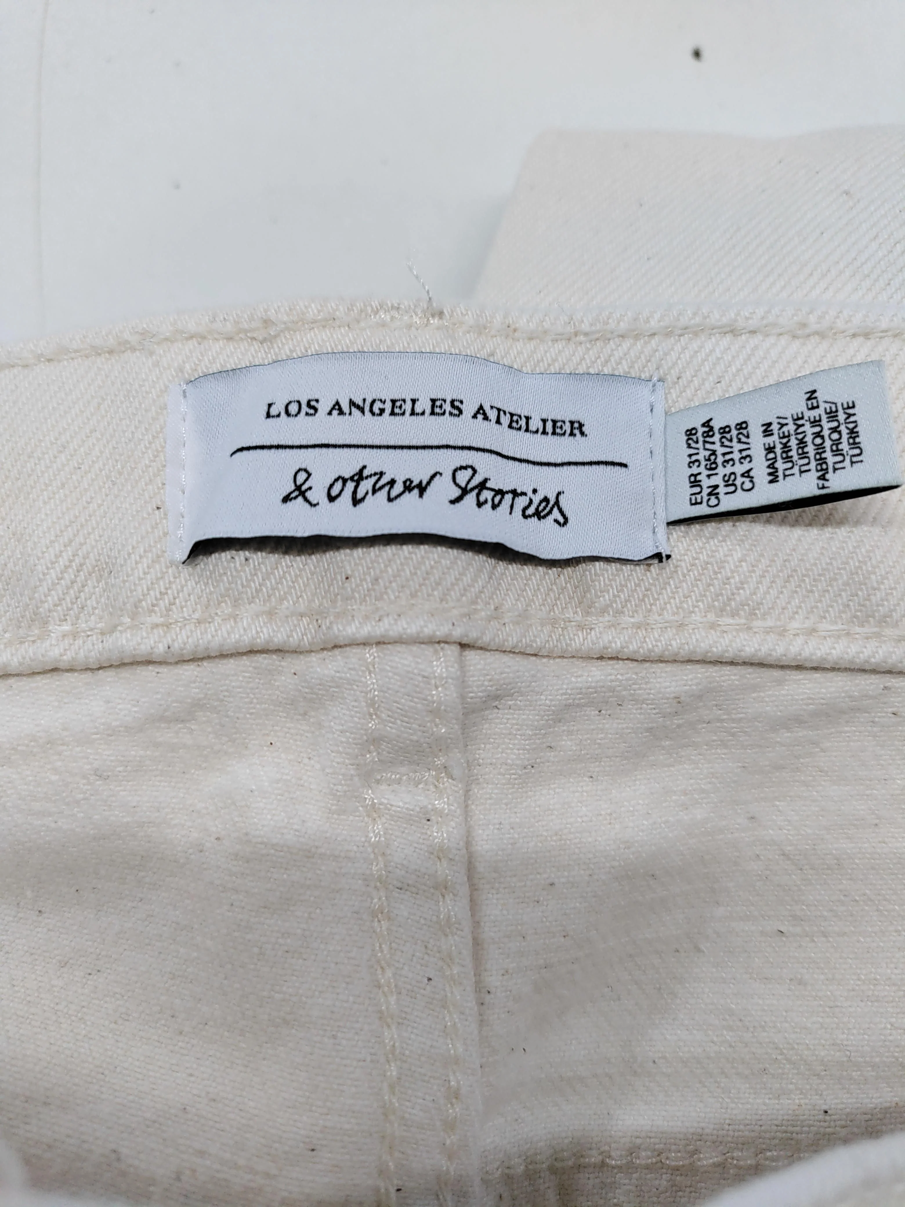 & Other Stories Women's Jeans W 31 in Cream Cotton with Elastane Wide-Leg - Image 5