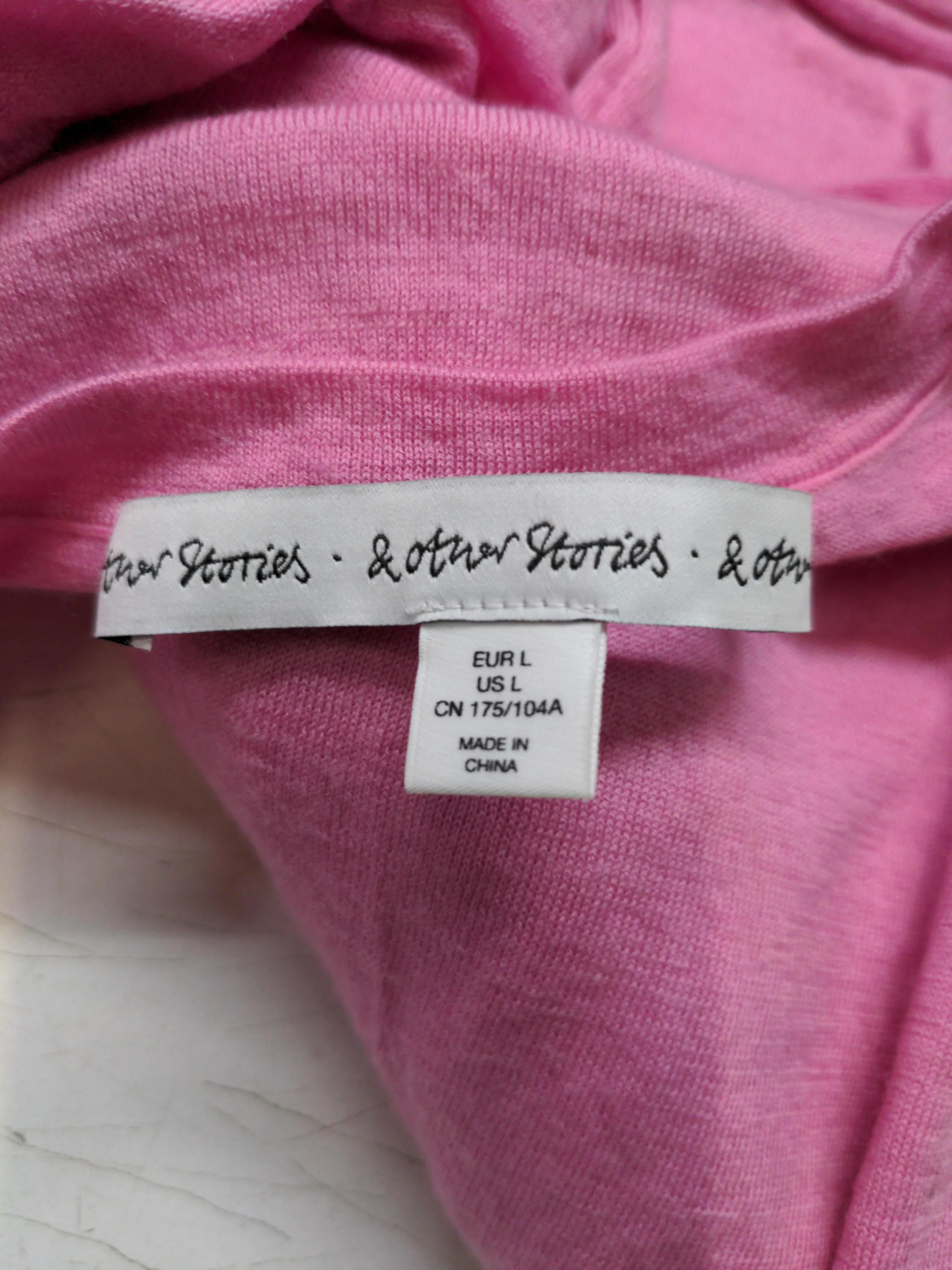 & Other Stories Women's Jumper L Pink 100% Wool Round Neck Pullover - Image 5