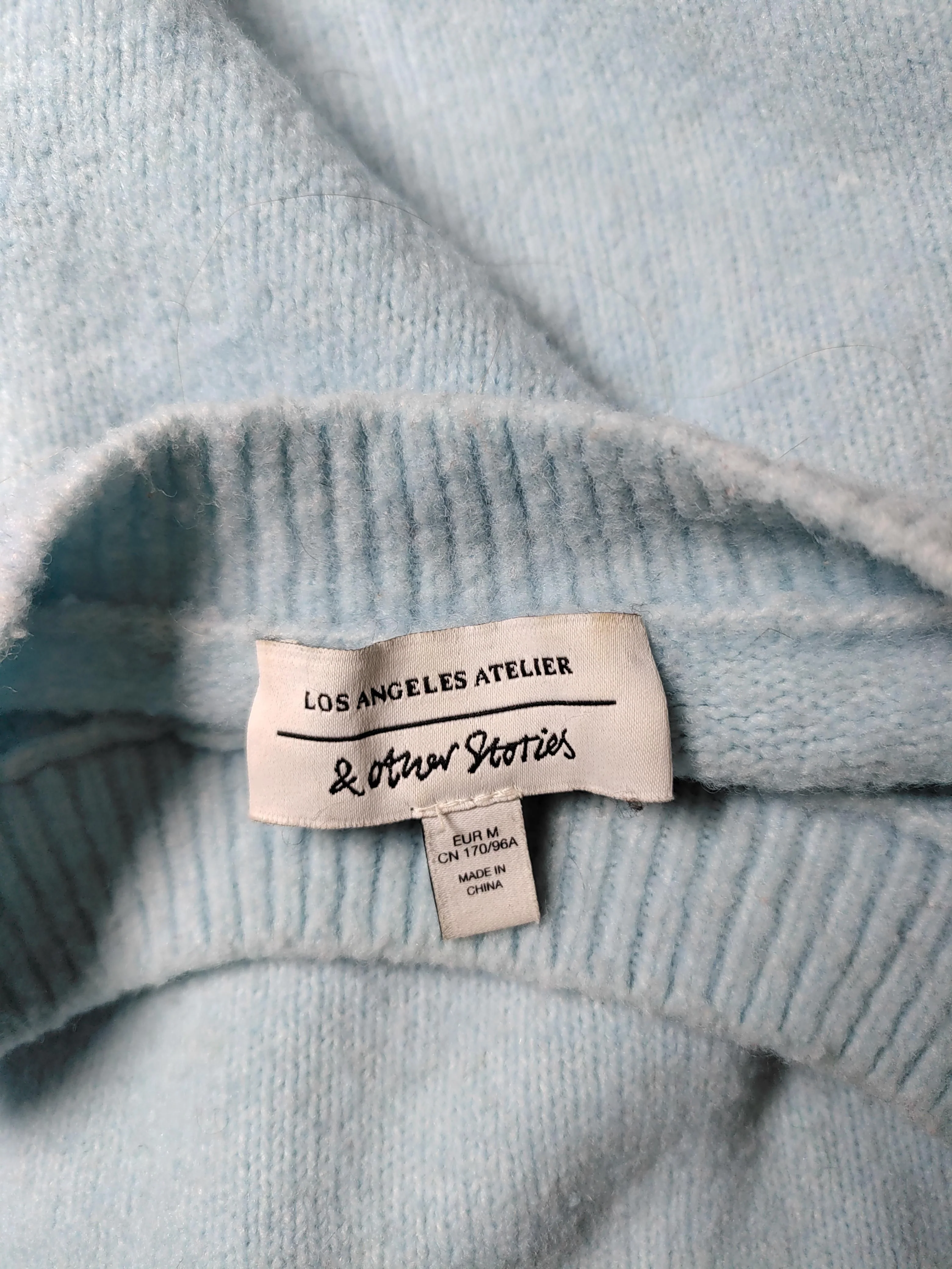 & Other Stories Women's Jumper M Blue 100% Other Crew Neck Pullover - Image 7