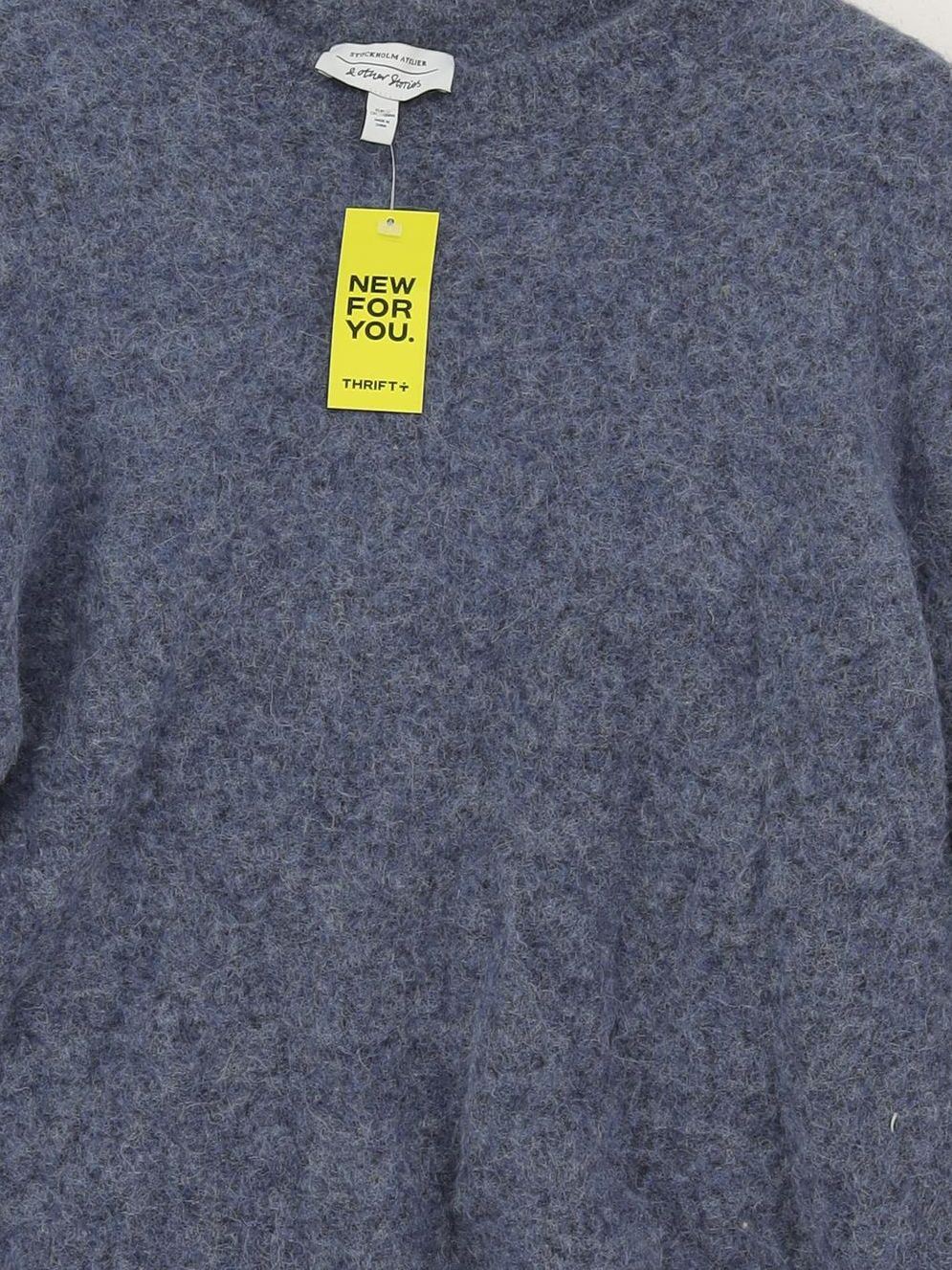 & Other Stories Women's Jumper M Blue Wool with Polyamide, Elastane Pullover - Image 3