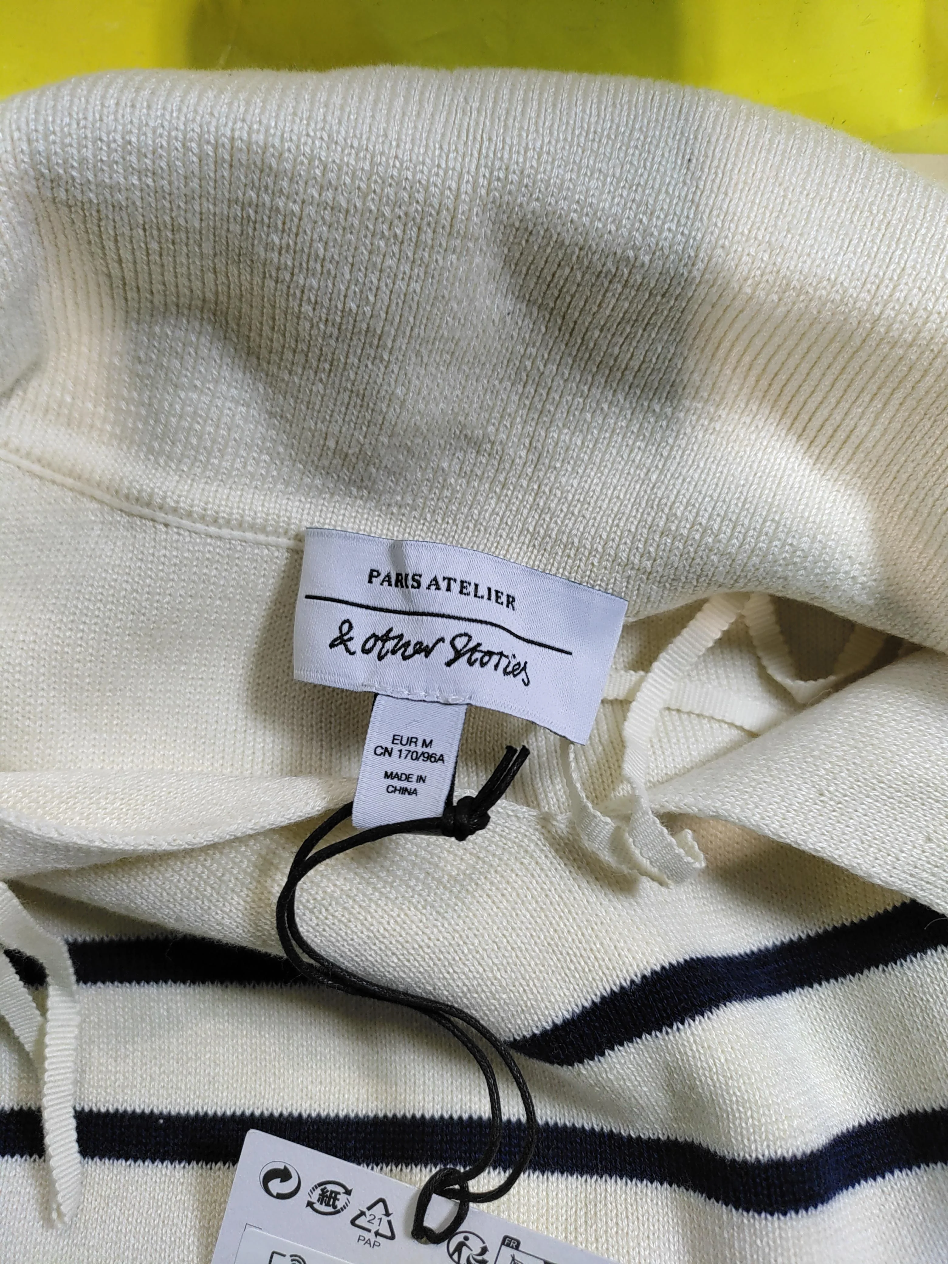 & Other Stories Women's Jumper M Cream Cotton with Polyamide, Elastane Pullover - Image 5