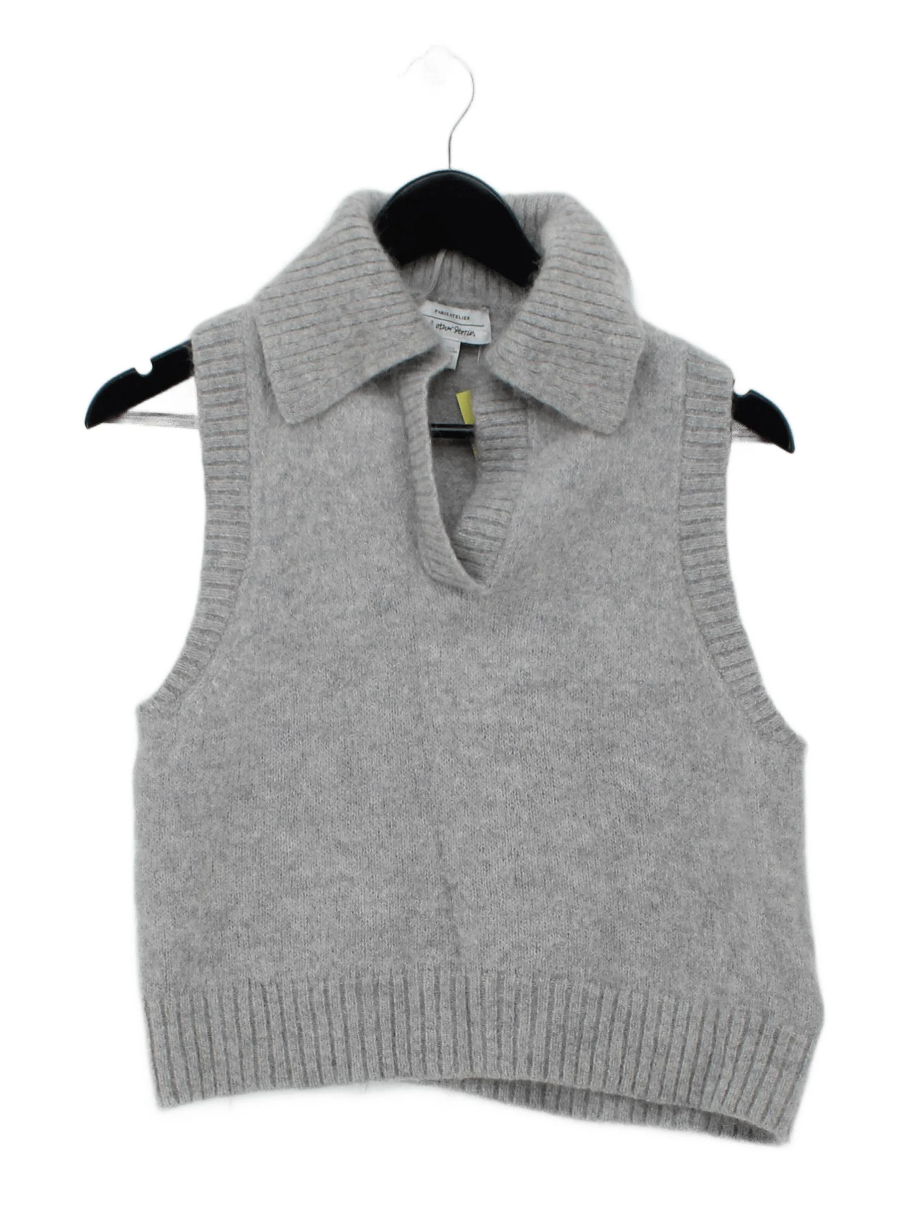 & Other Stories Women's Jumper M Grey Wool with Mohair, Polyamide Collared Vest