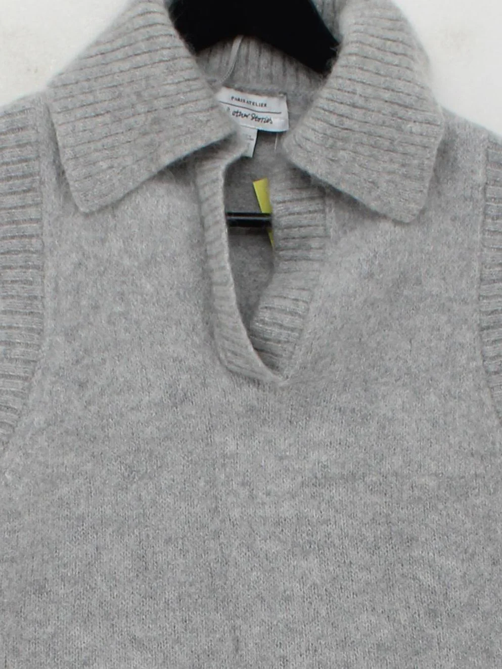 & Other Stories Women's Jumper M Grey Wool with Mohair, Polyamide Collared Vest - Image 3