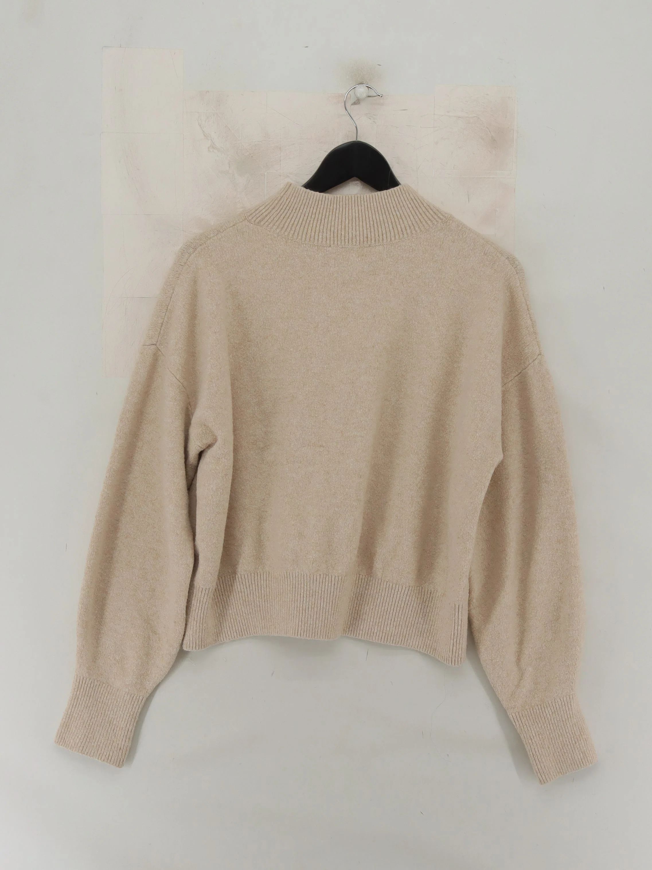 & Other Stories Women's Jumper M Tan 100% Wool Mock Neck Pullover - Image 2