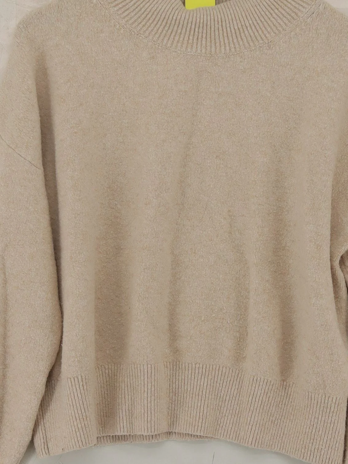 & Other Stories Women's Jumper M Tan 100% Wool Mock Neck Pullover - Image 3