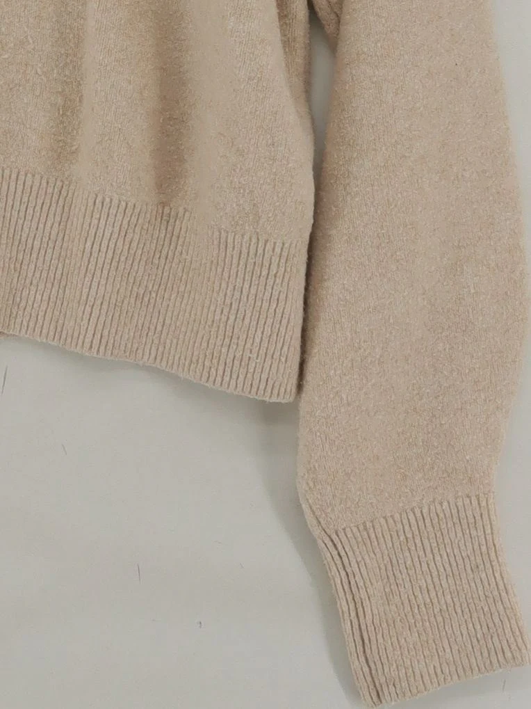 & Other Stories Women's Jumper M Tan 100% Wool Mock Neck Pullover - Image 4