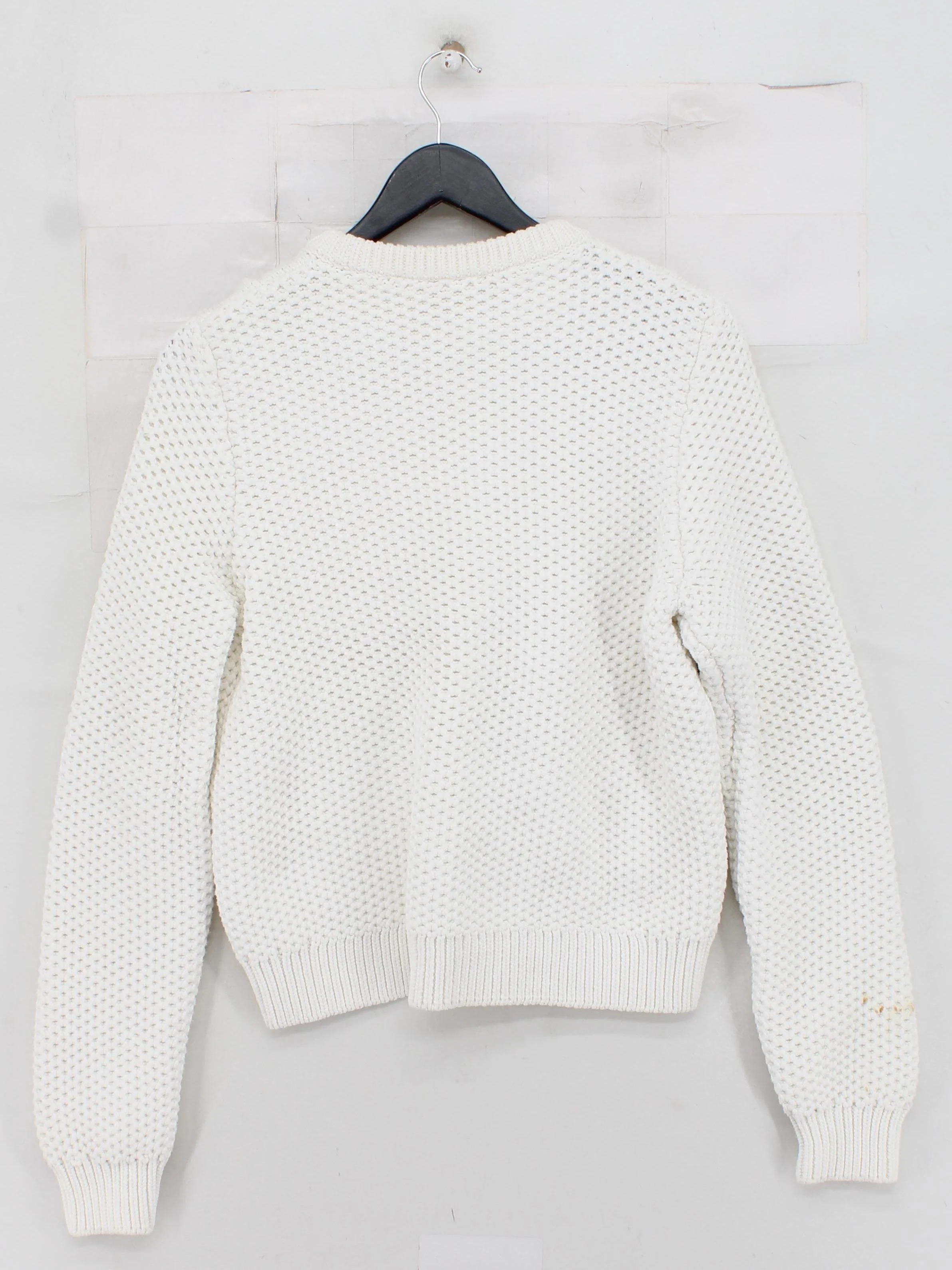& Other Stories Women's Jumper M White Cotton with Polyamide Crew Neck Pullover - Image 2