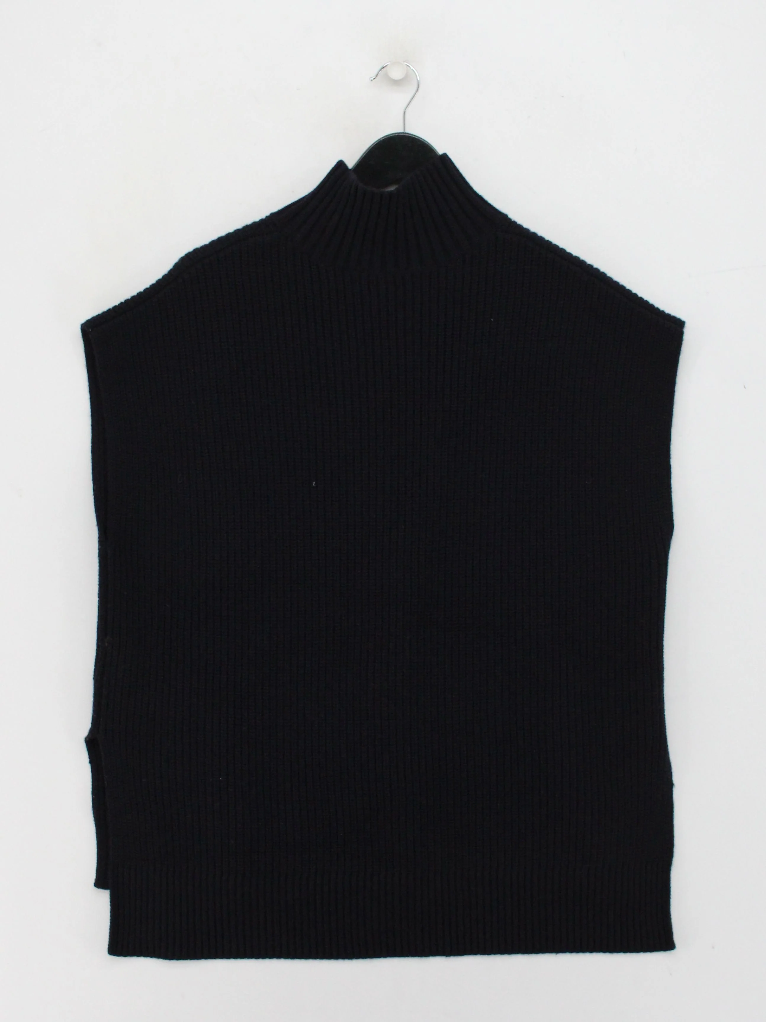 & Other Stories Women's Jumper S Black Polyamide with Wool High Neck Vest - Image 2