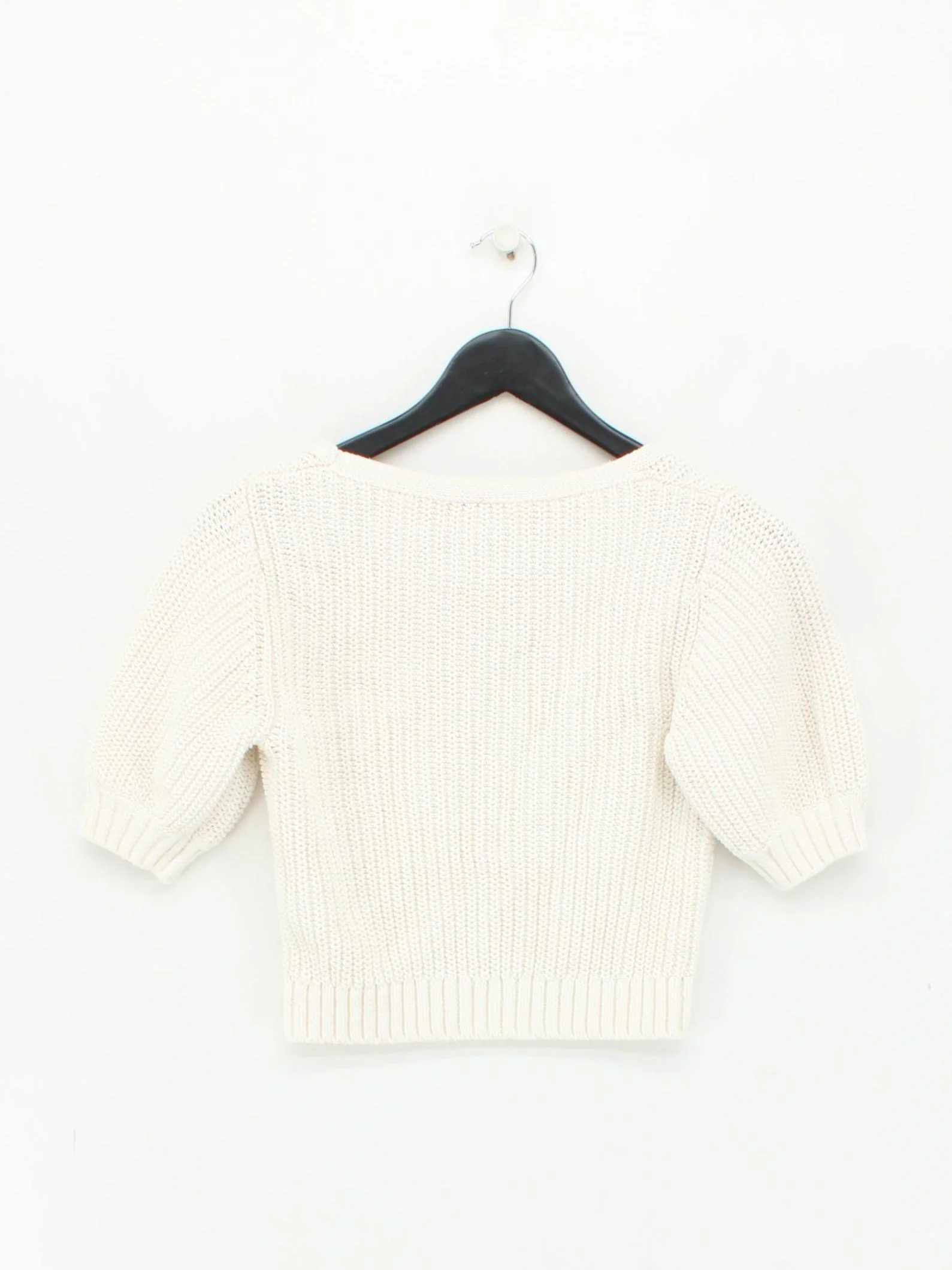 & Other Stories Women's Jumper S Cream Cotton with Polyamide V-Neck Pullover - Image 2