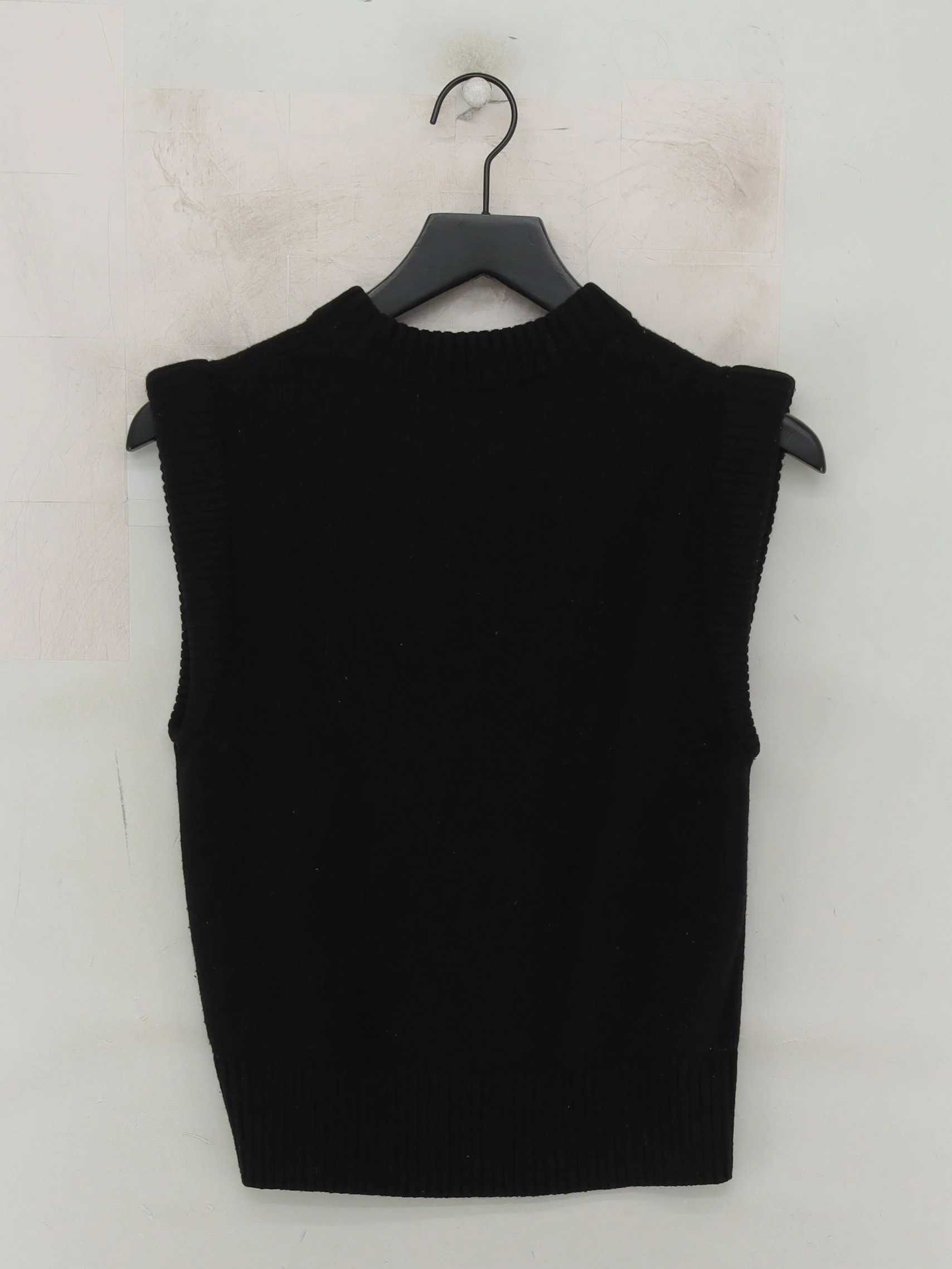 & Other Stories Women's Jumper XS Black Wool with Cotton Crew Neck Vest - Image 2